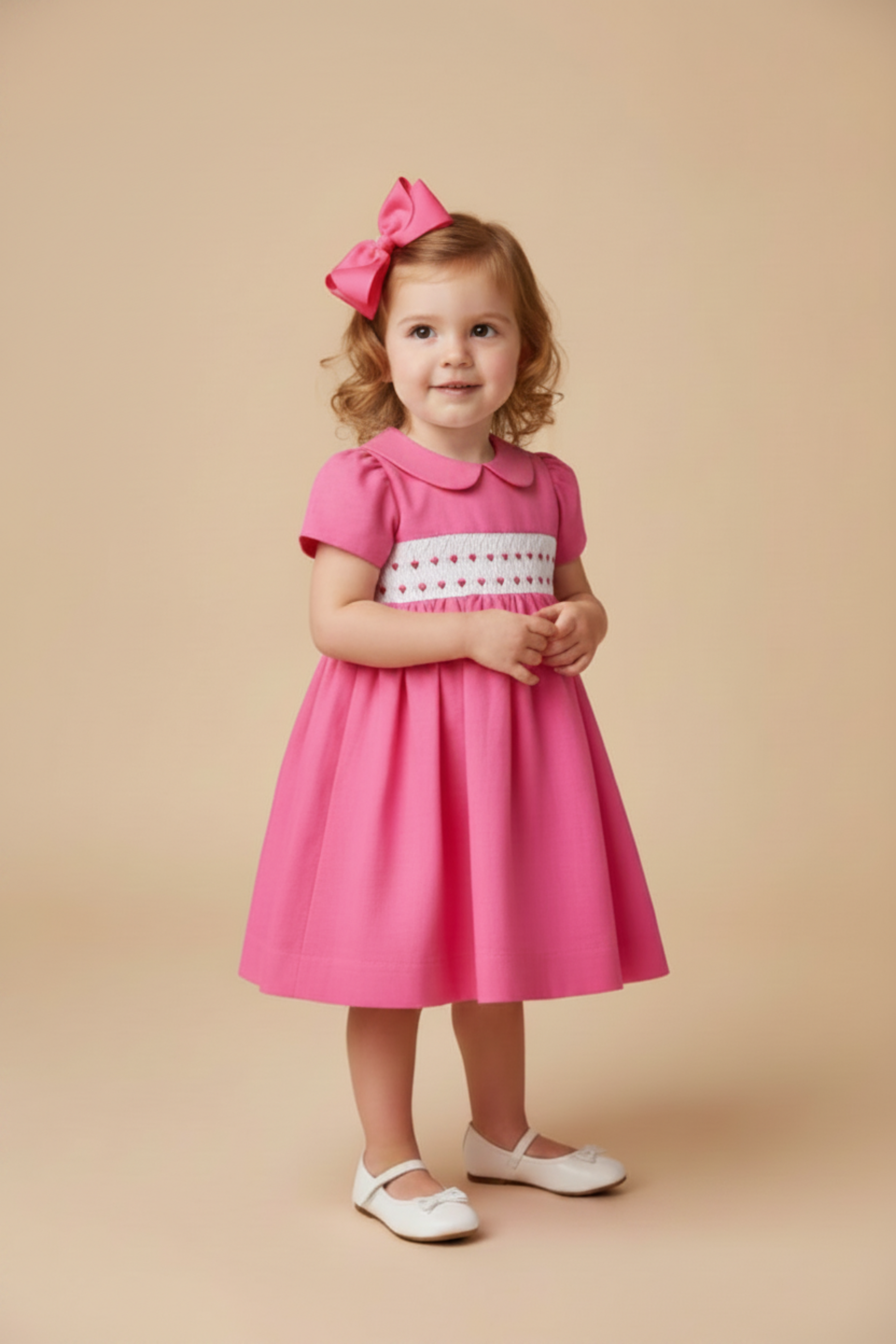 Vestido Baby Casinha de Abelha em Linho Rosa — foto 1