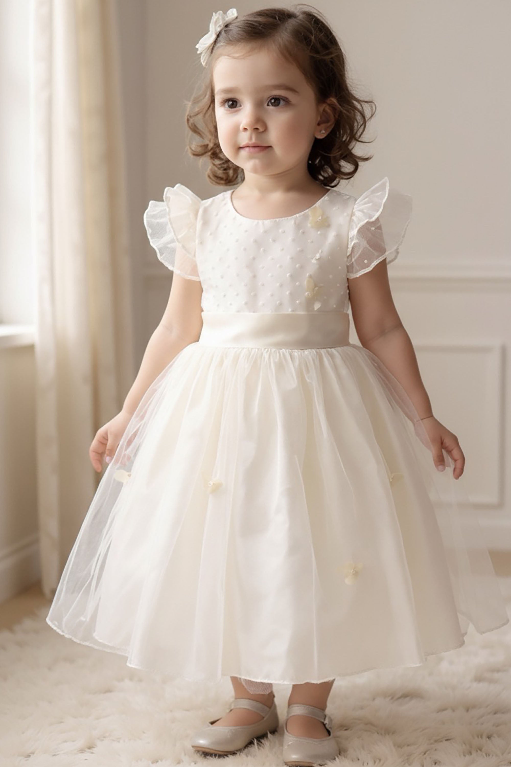 Vestido Festa Infantil Tule Marfim Pipoquinha — foto 1