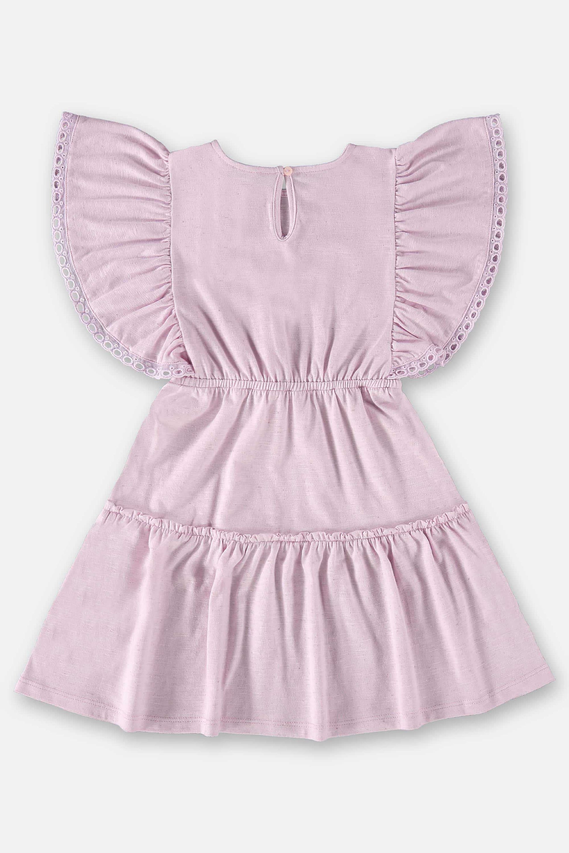 Vestido Infantil em Malha Flamê com Linho Rosa — foto 3
