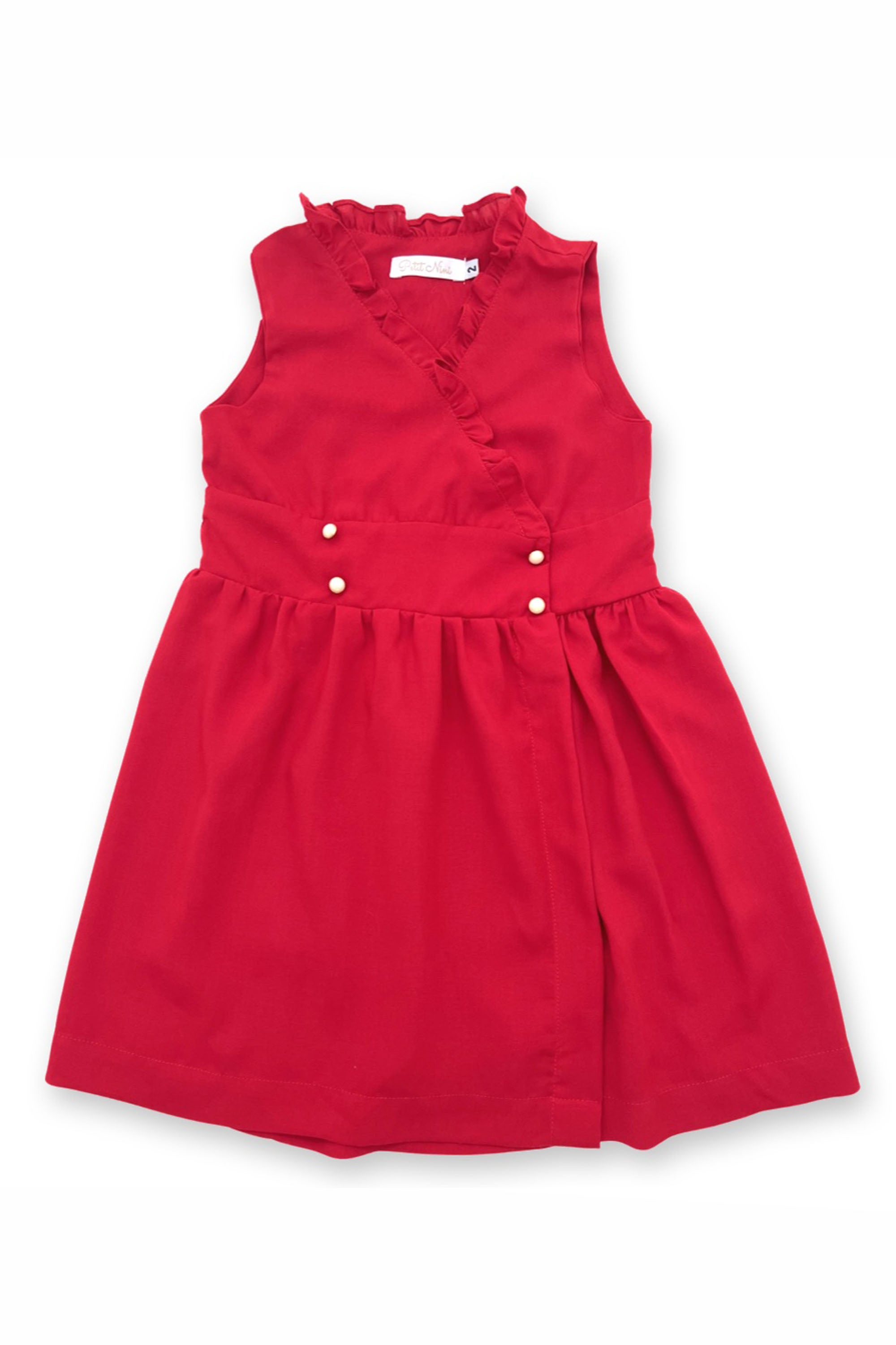 Vestido Infantil 4 Botões Vermelho — foto 2
