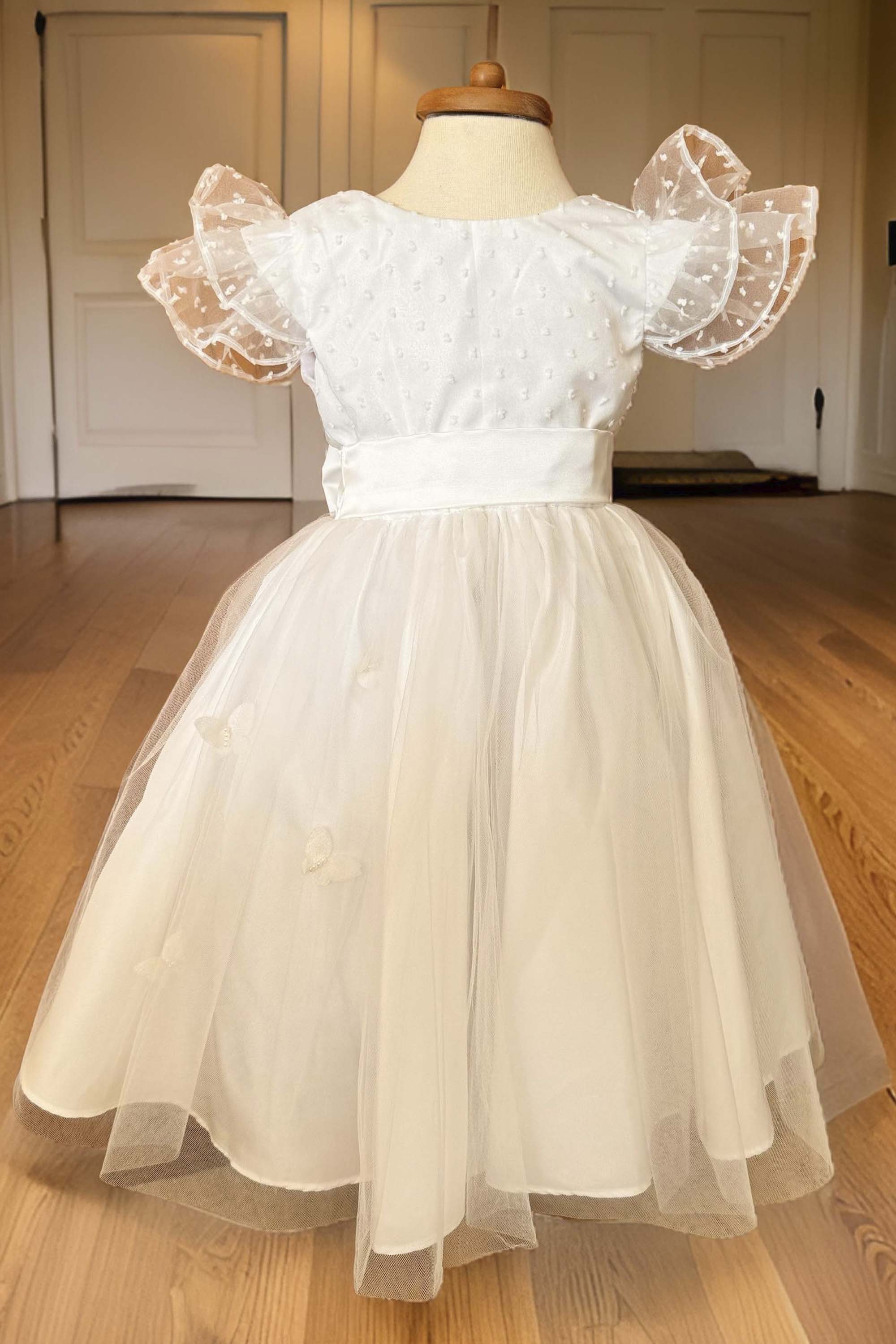 Vestido Infantil de Festa Branco Tule Pipoquinha — foto 1