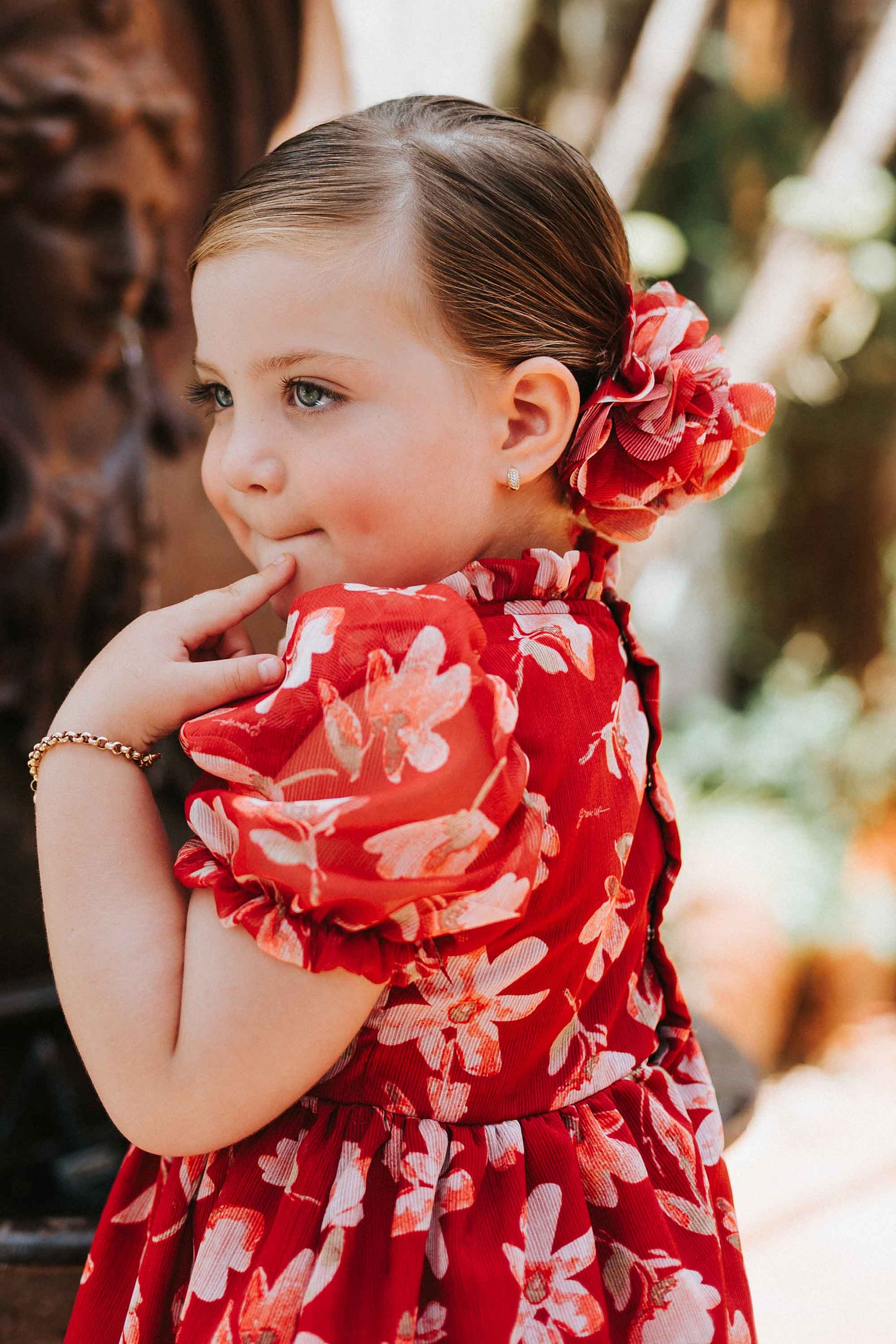 Vestido Infantil Fluído Fiore Floral Vermelho — foto 3