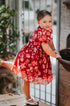 Vestido Infantil Fluído Fiore Floral Vermelho — foto 1