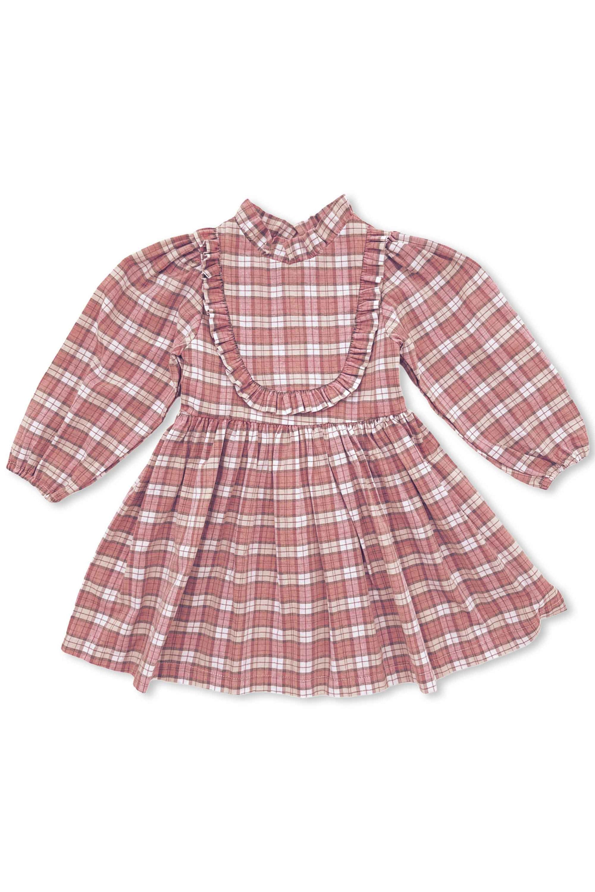 Vestido Infantil Manga Longa Xadrez Vermelho — foto 2