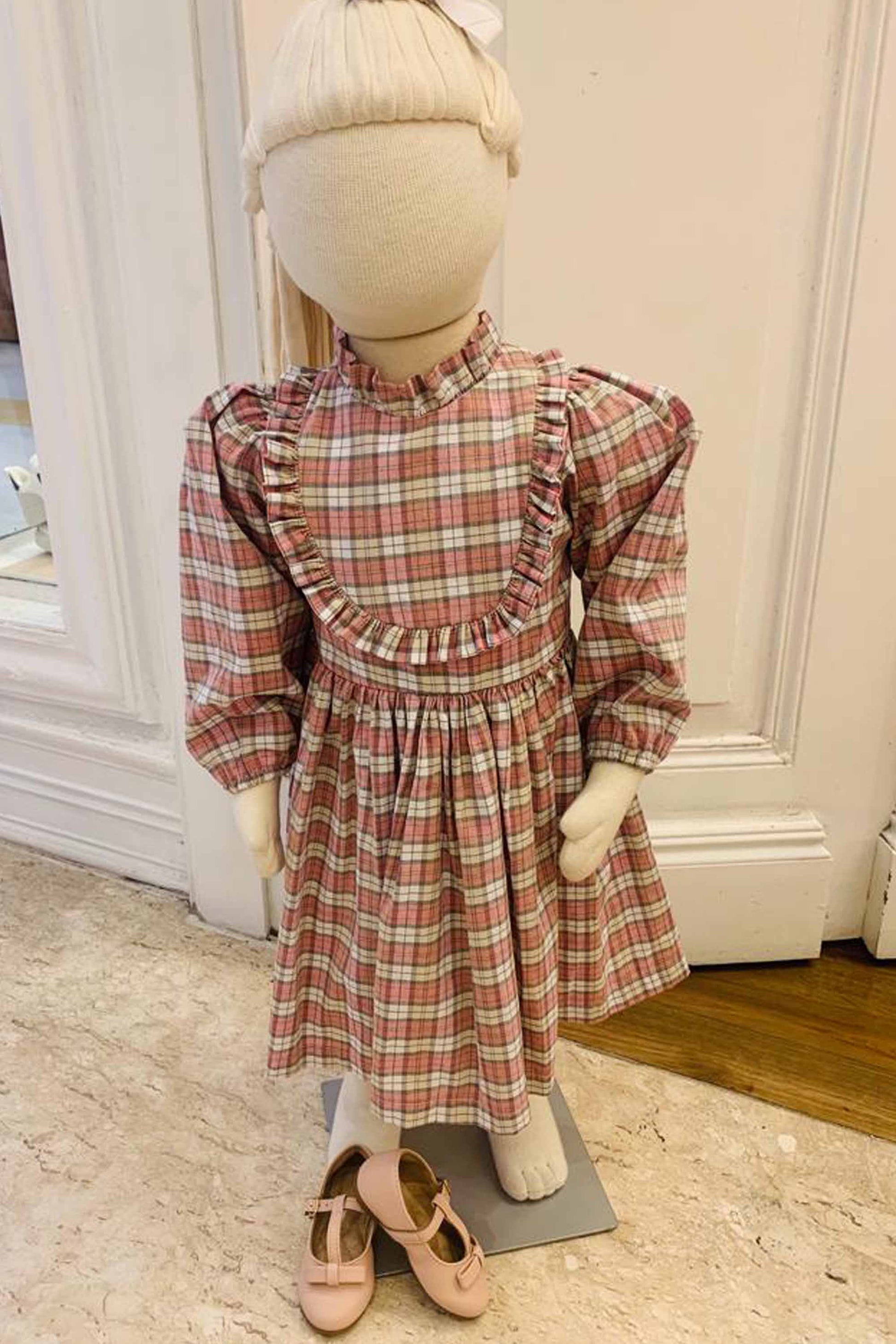 Vestido Infantil Manga Longa Xadrez Vermelho — foto 5