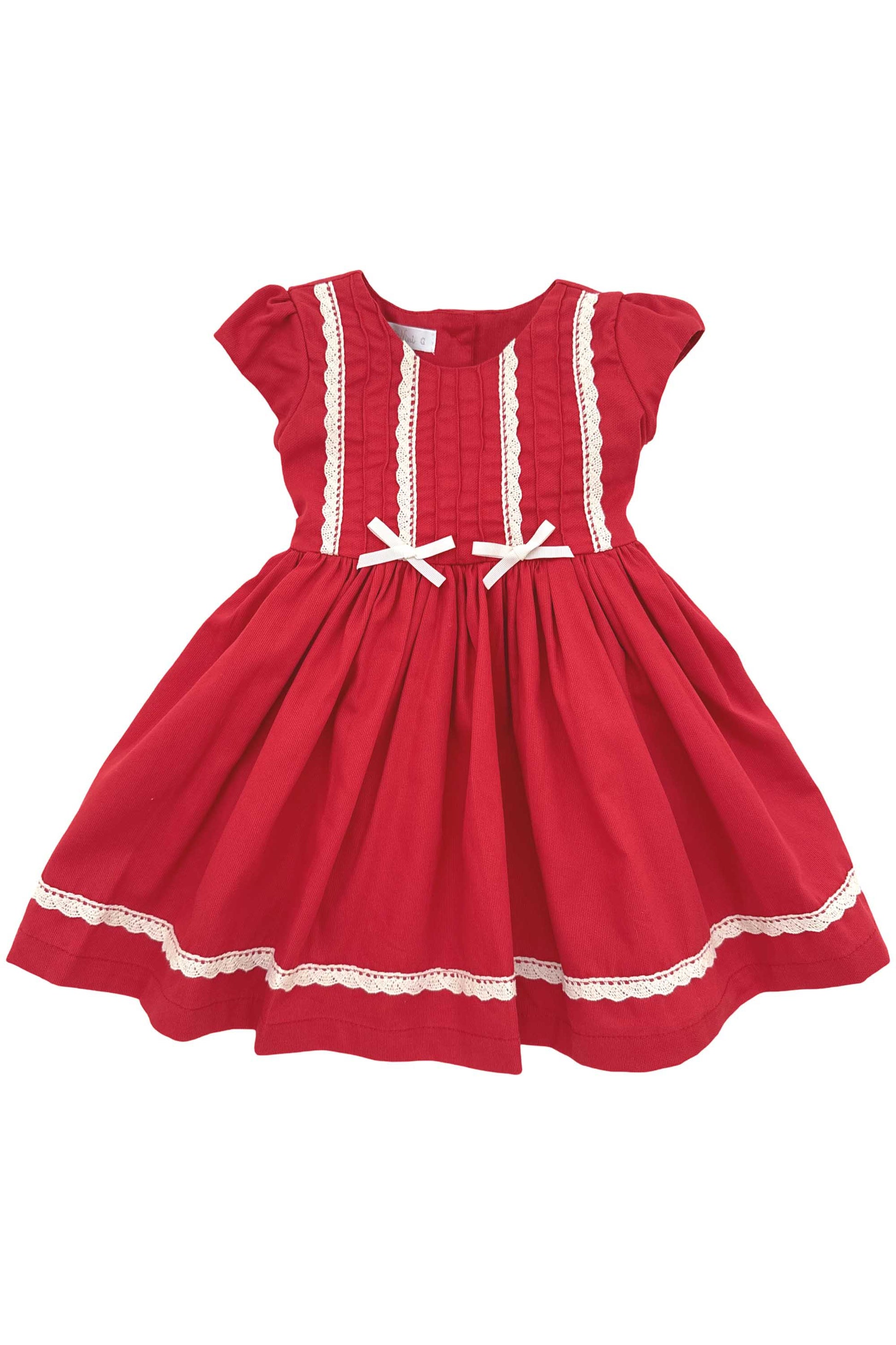 Vestido Infantil Letizia em Fustão com Renda e Nervuras Vermelho — foto 2