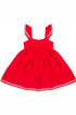 Vestido de Linho Vermelho com Alça Babado e Guipir — foto 3