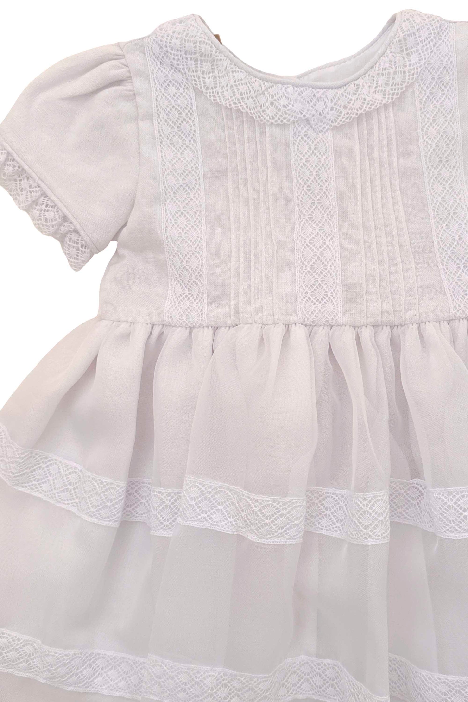 Vestido de Batizado Branco em Linho e Voal — foto 3