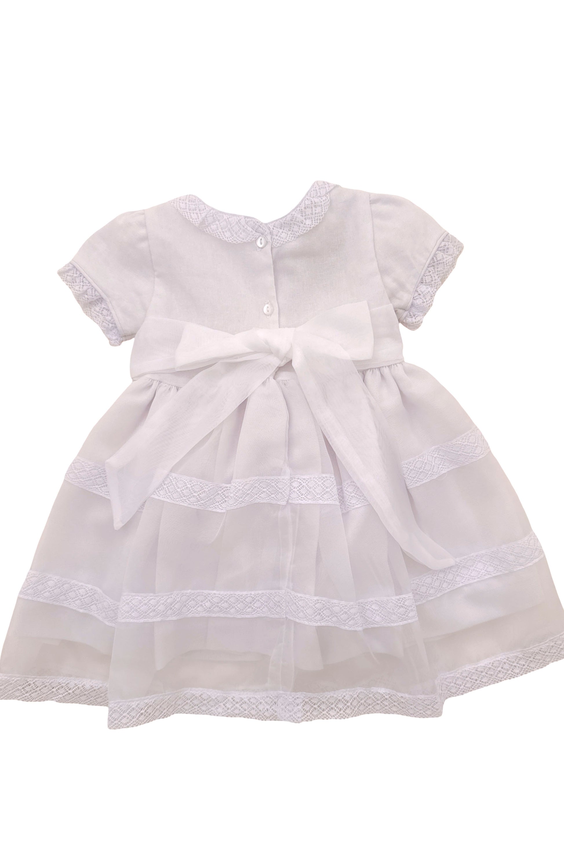 Vestido de Batizado Branco em Linho e Voal — foto 4