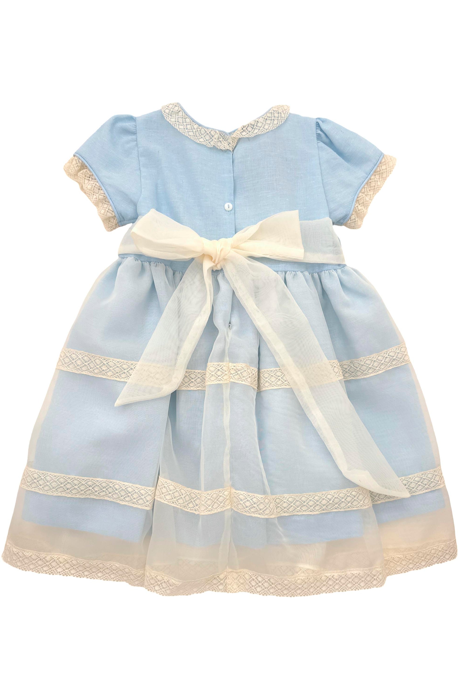 Vestido Infantil de Voal Azul com Detalhes em Renda — foto 3