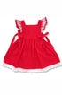 Vestido Infantil 2 Laços de Linho Vermelho com Renda — foto 3