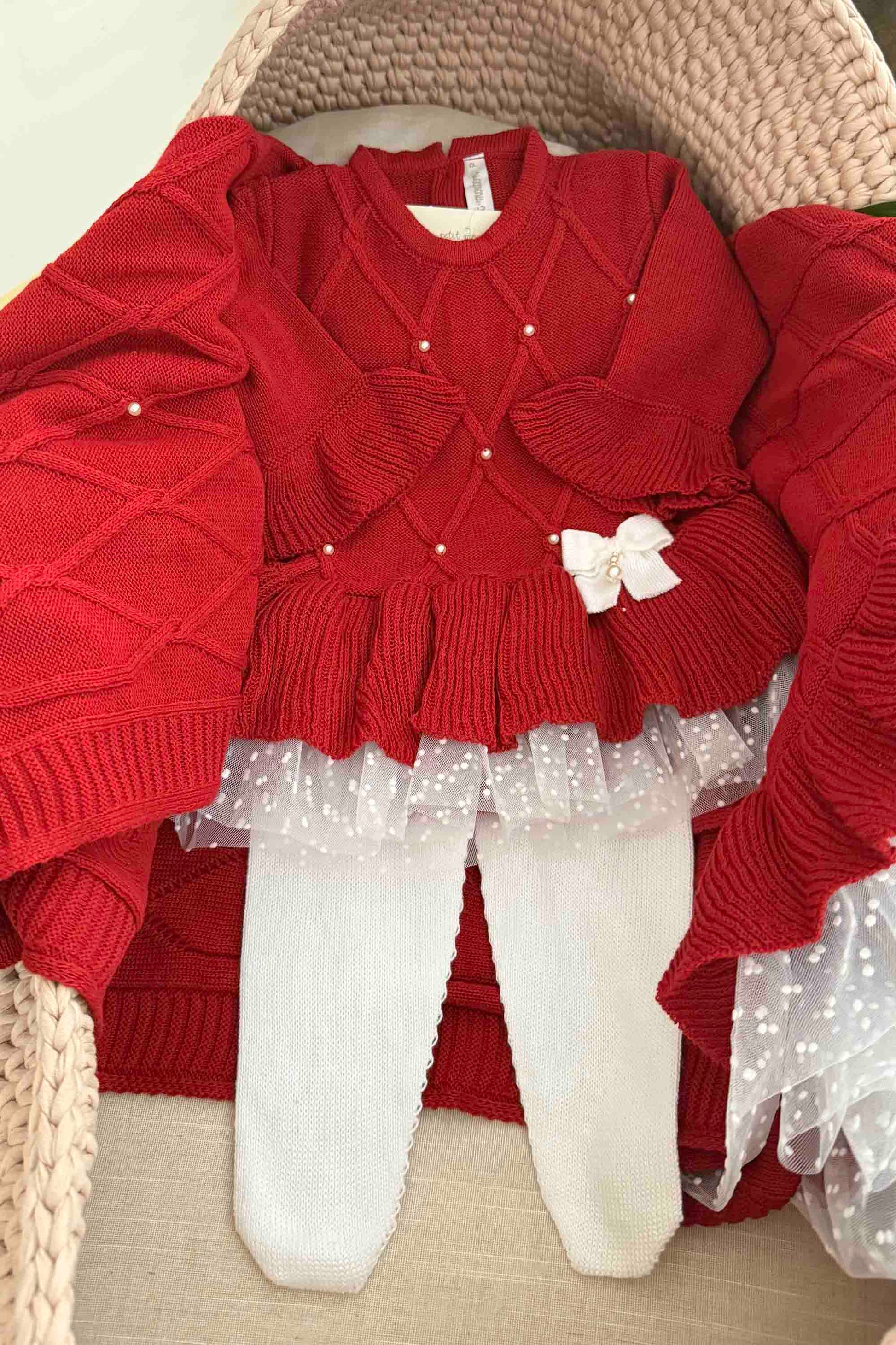 Saída de Maternidade Vestido Barra Renda Audrey Vermelho