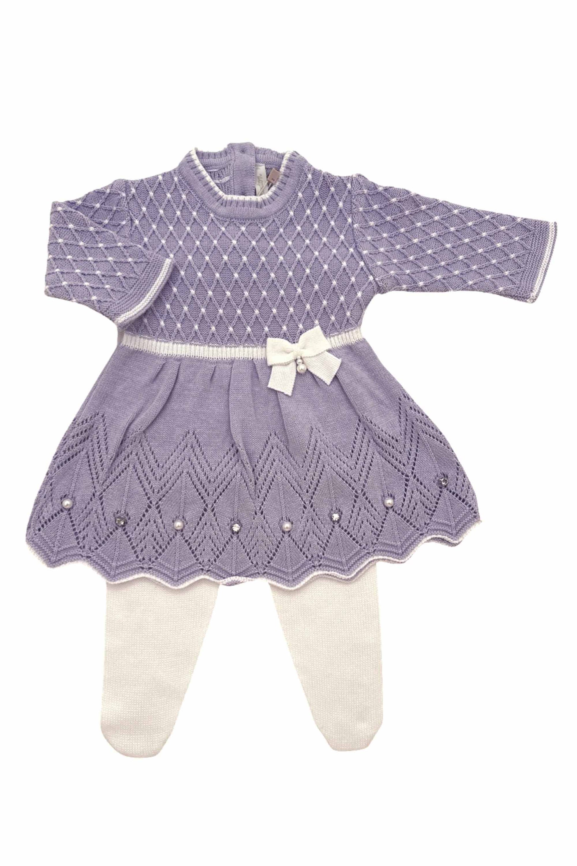 Saída de Maternidade - Vestido Casinha de Abelha Lilás