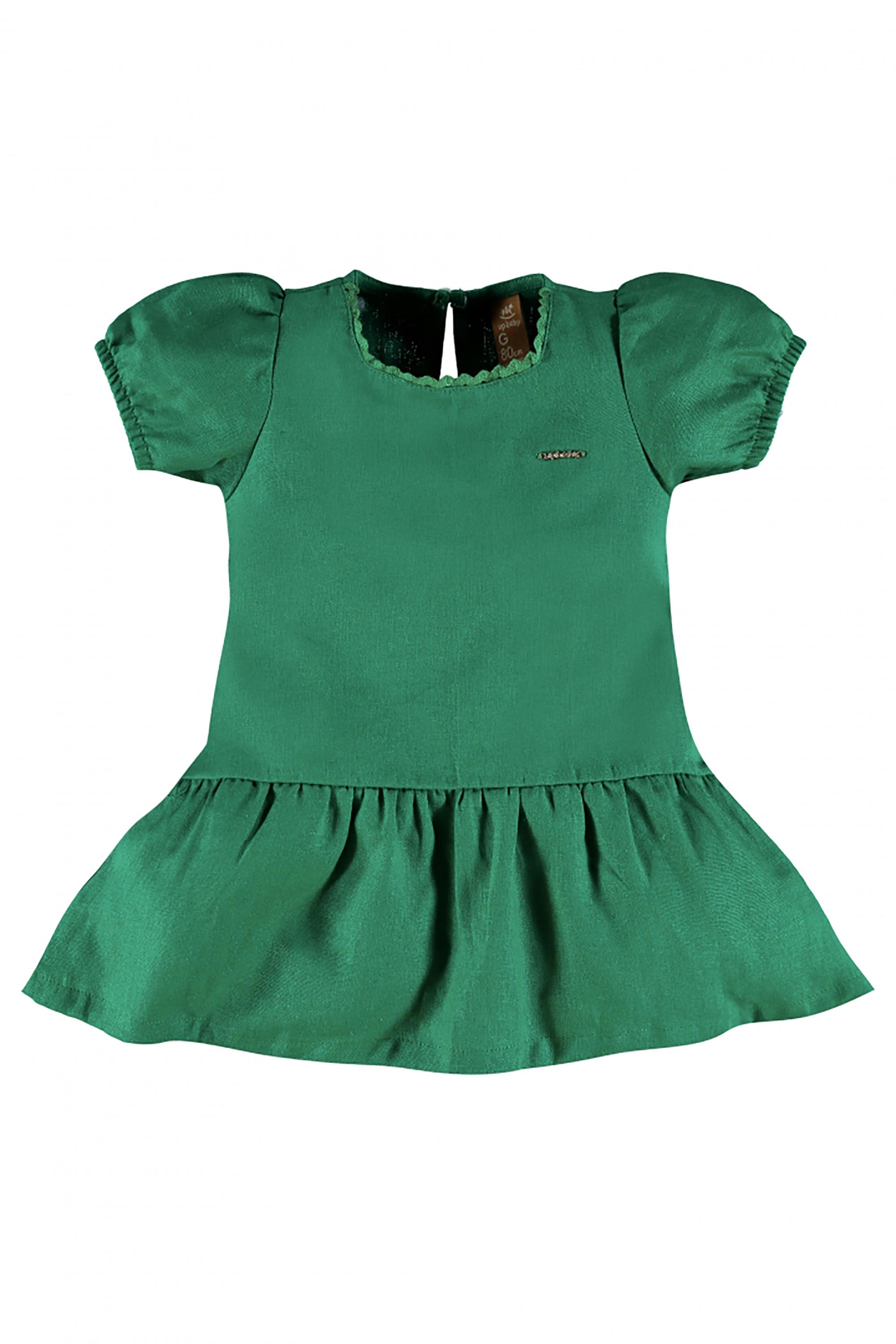 Vestido Bebê em Linho Verde Bandeira — foto 2