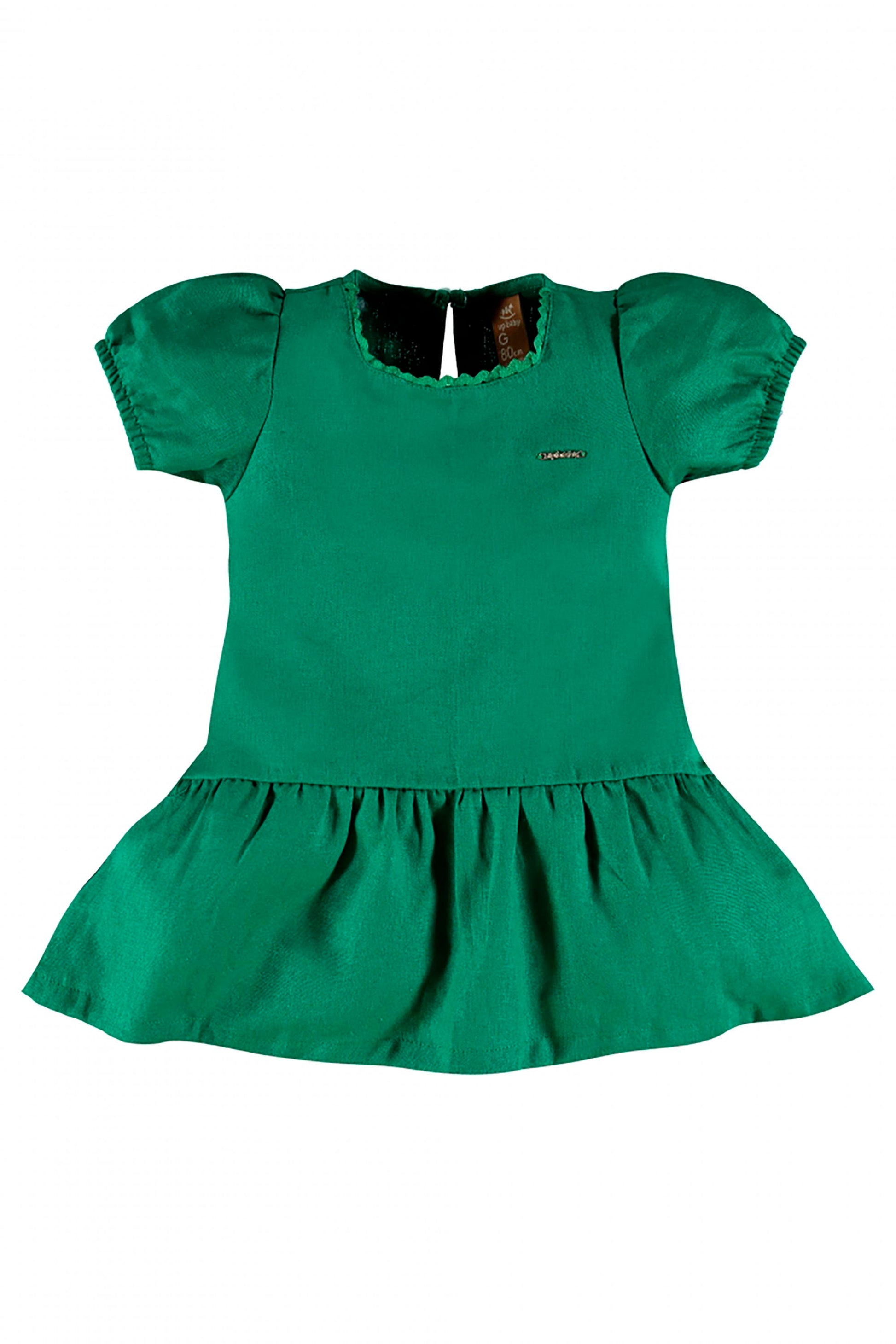 Vestido Bebê em Linho Verde Bandeira — foto 2