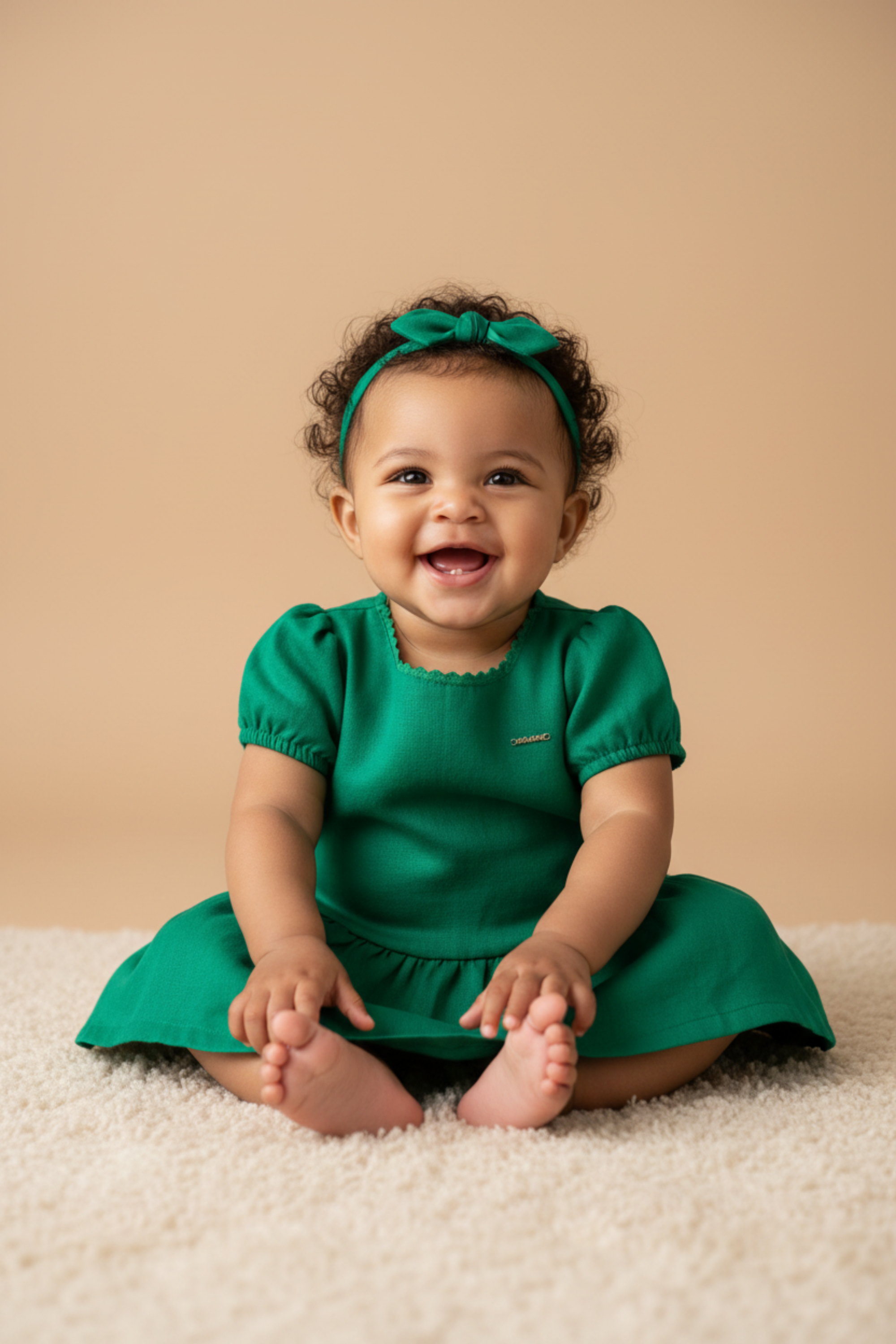 Vestido Bebê em Linho Verde Bandeira — foto 1