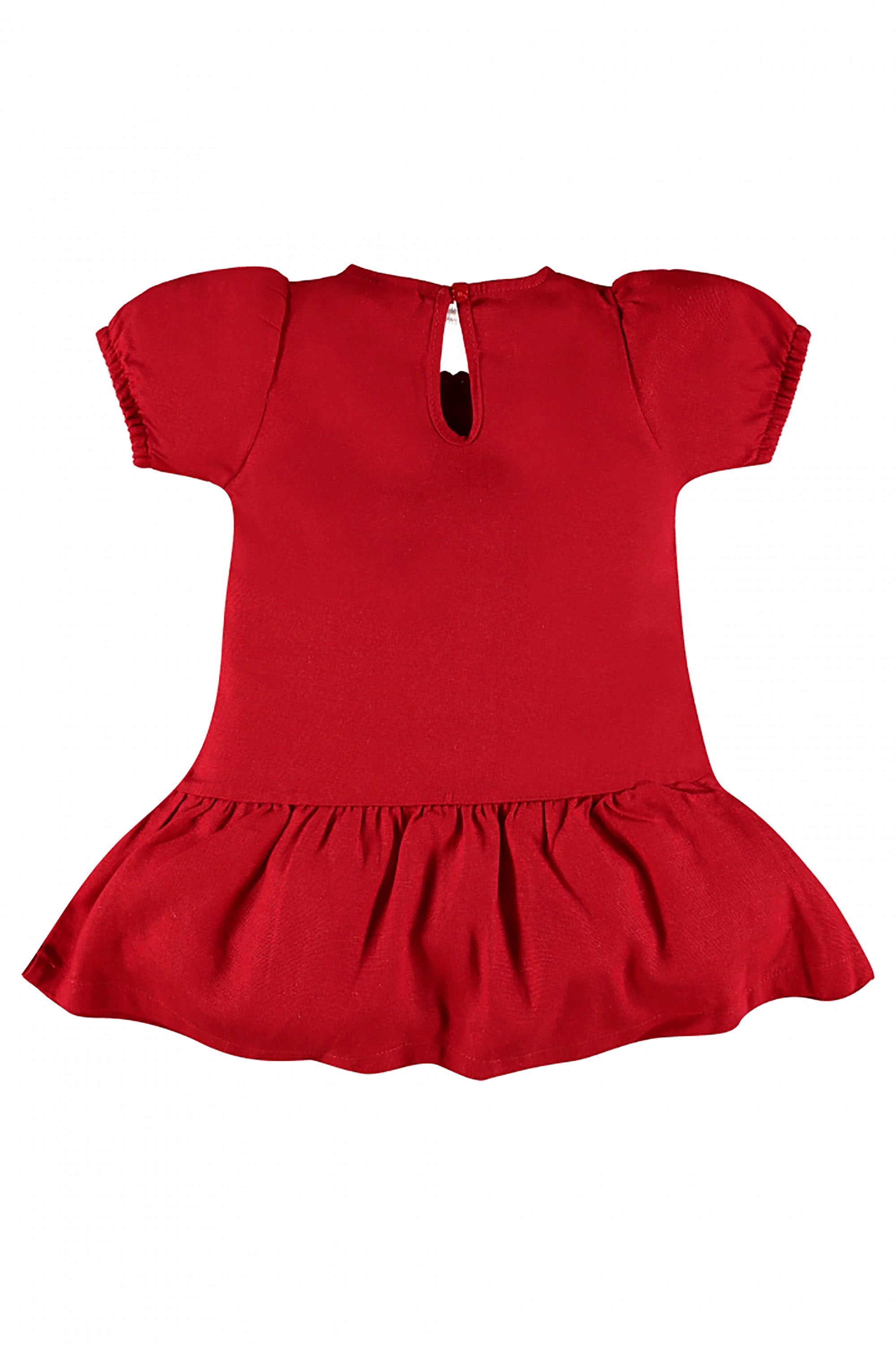 Vestido de Linho Vermelho Manga Curta para Bebê Menina — foto 2