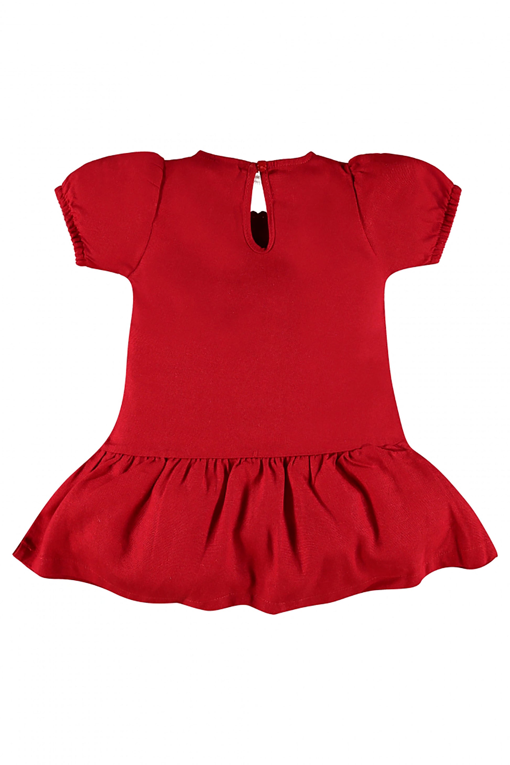 Vestido de Linho Vermelho Manga Curta para Bebê Menina — foto 2