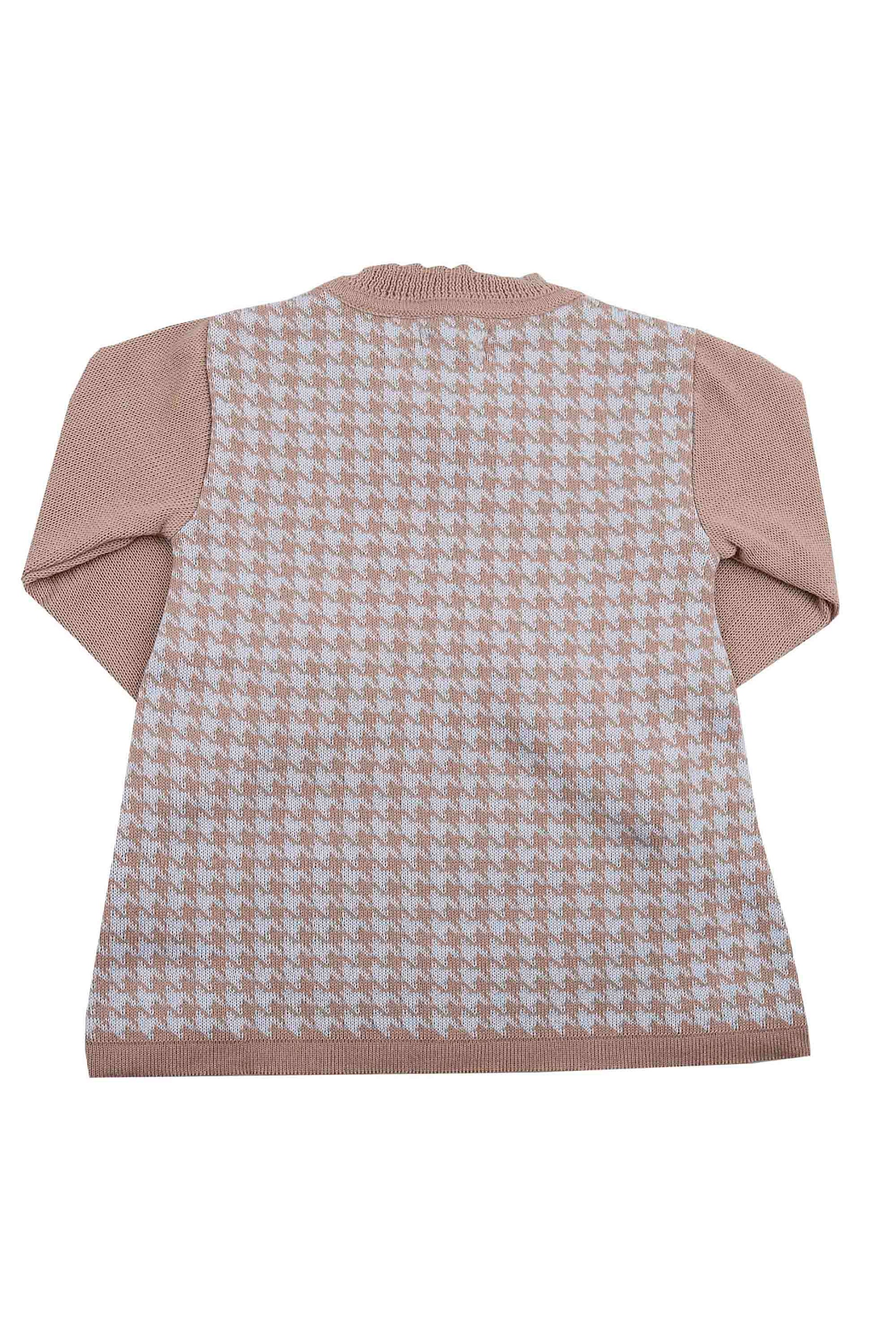 Vestido Infantil em Tricot Xadrez Rosa — foto 4