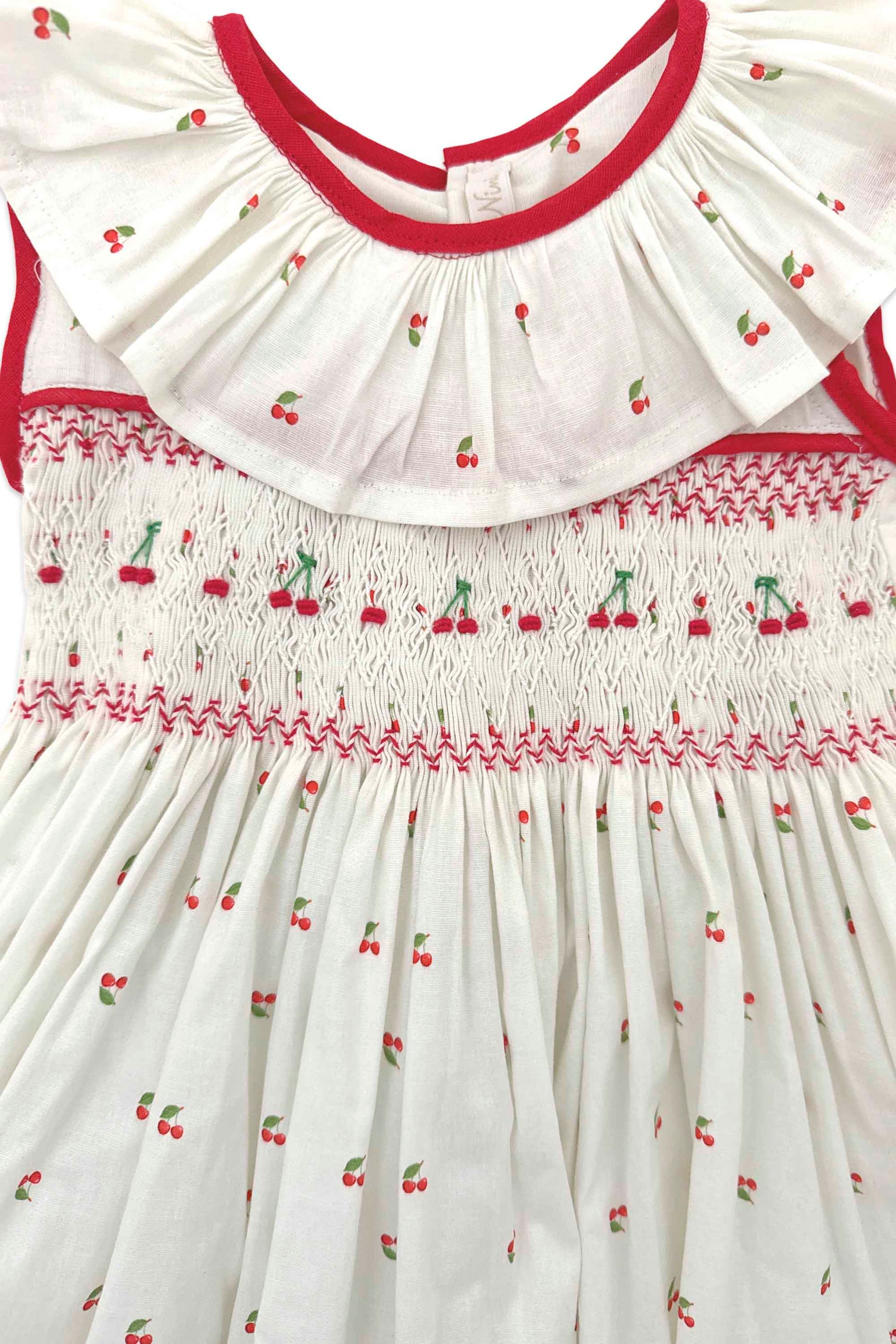 Vestido Infantil Casinha de Abelha Tricoline Cerejas — foto 3