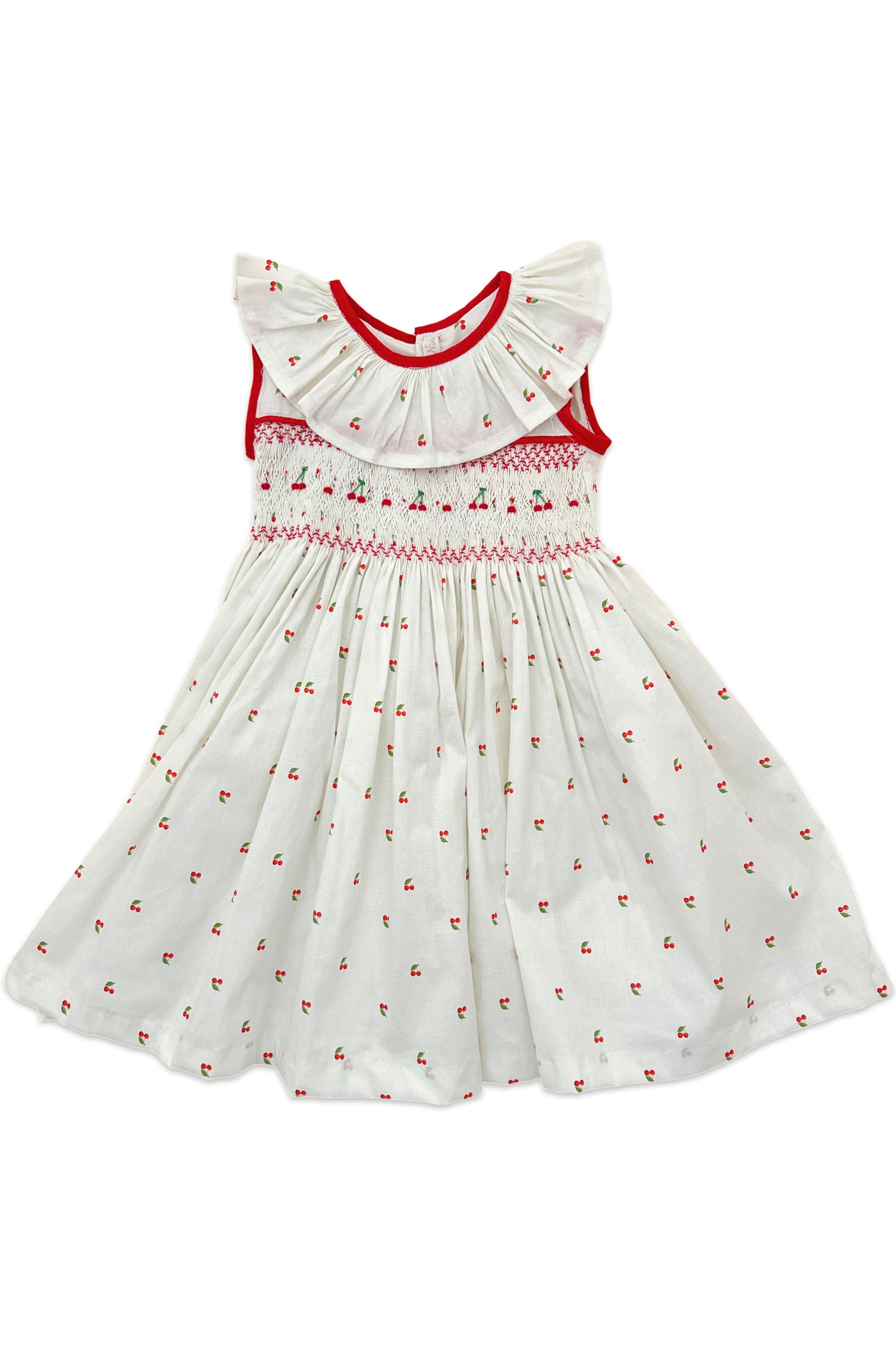 Vestido Infantil Casinha de Abelha Tricoline Cerejas — foto 2