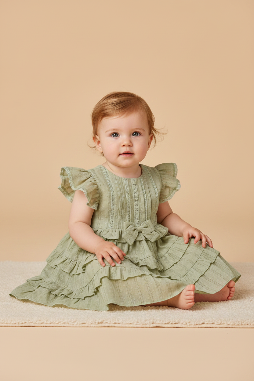 Vestido Bebê Menina Verão Verde Claro — foto 1