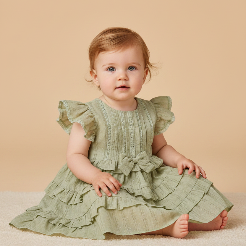 Vestido Bebê Menina Verão Verde Claro — foto 1