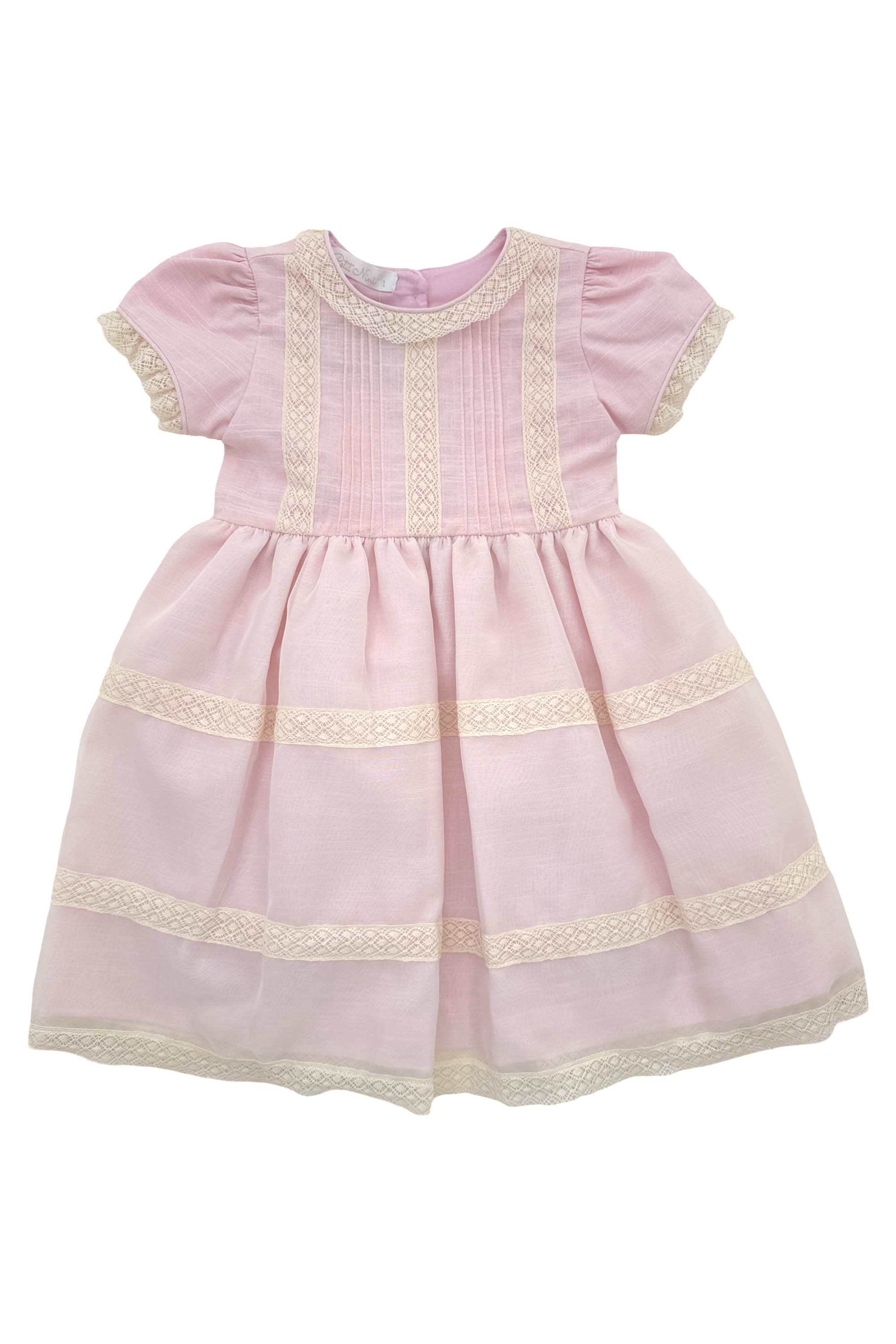 Vestido Infantil de Voal Rosa com Detalhes em Renda — foto 2