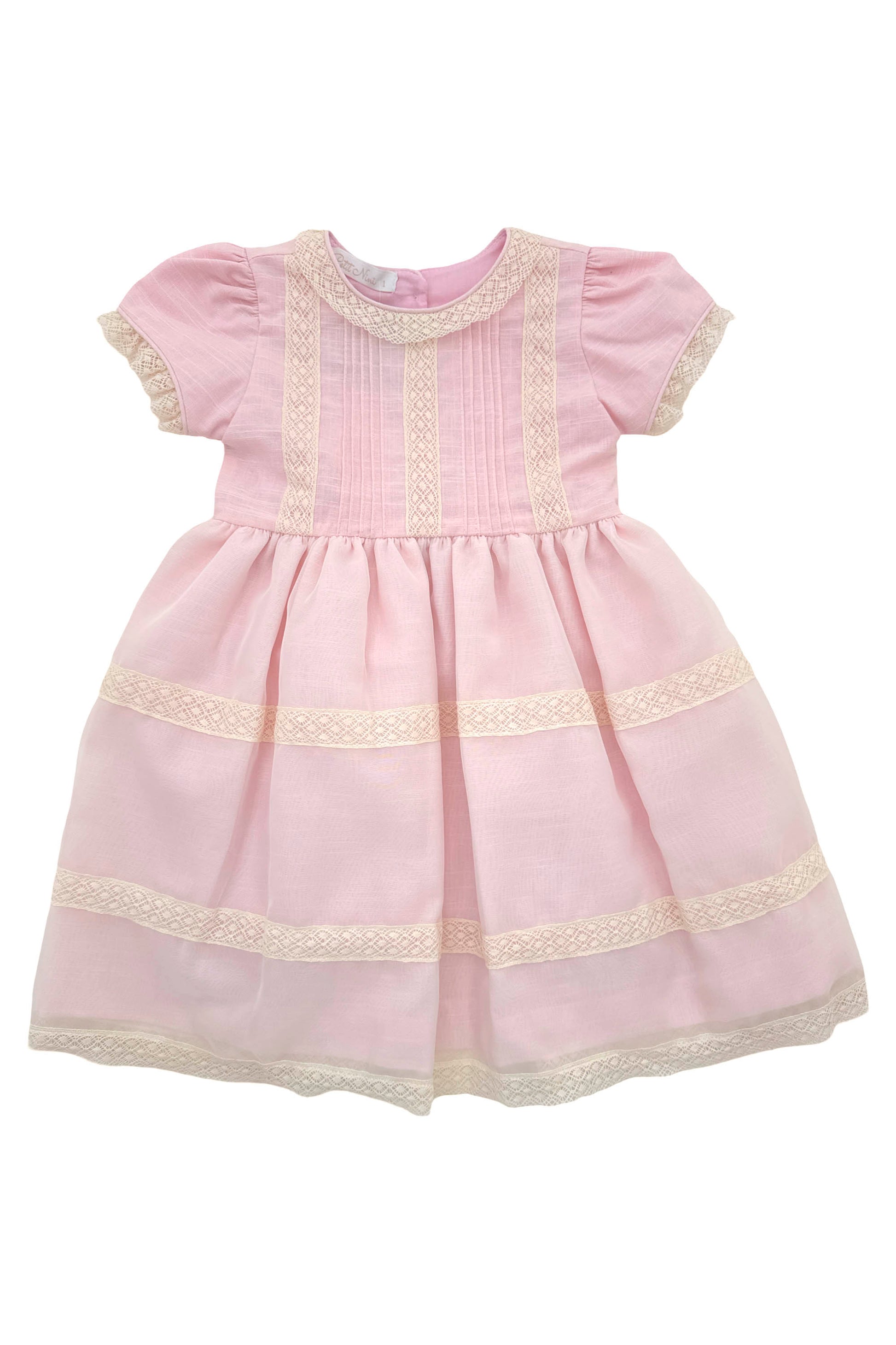 Vestido Infantil de Voal Rosa com Detalhes em Renda — foto 2