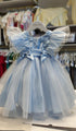Vestido Infantil Rodado para Festa em Tule Azul com Borboletas — foto 2