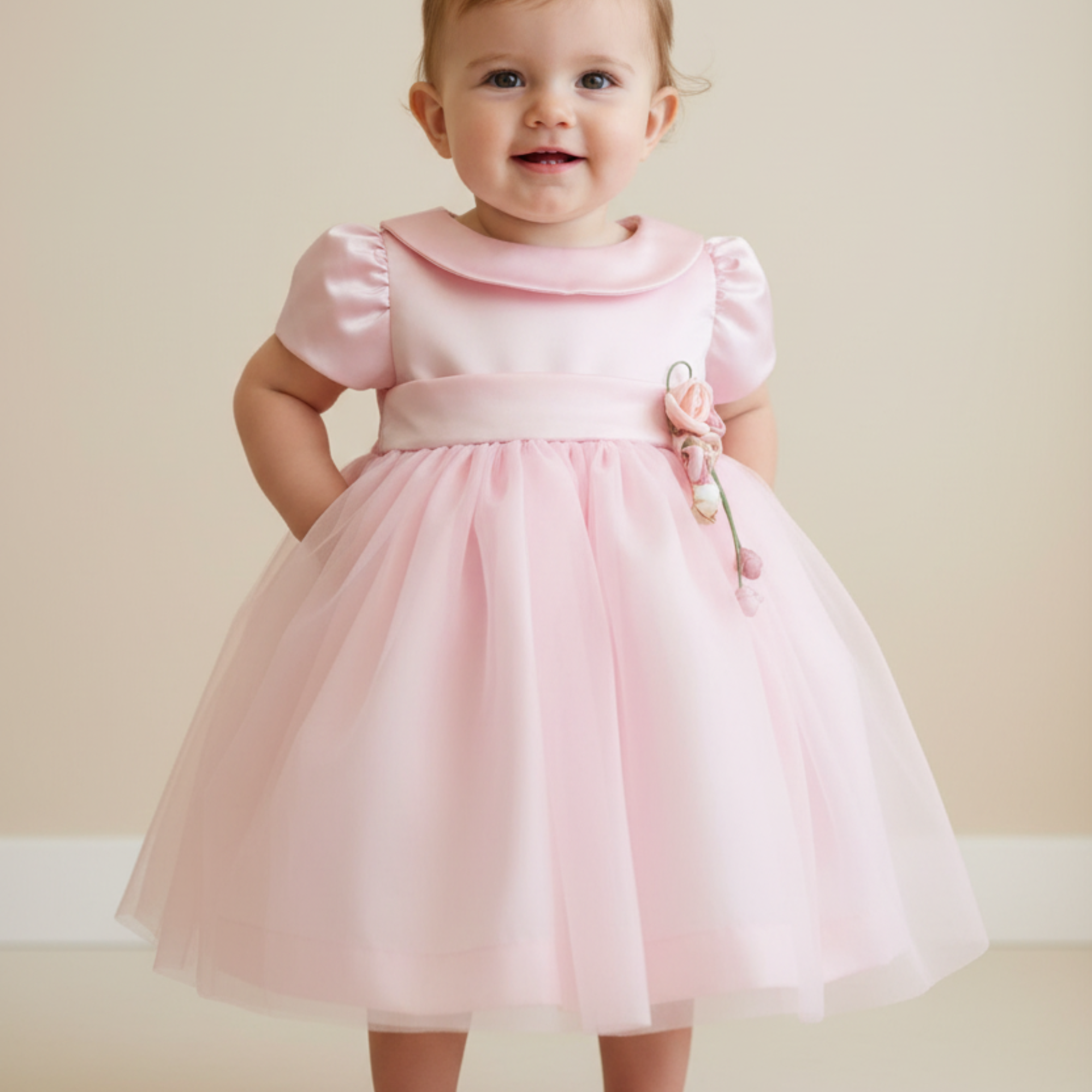 Vestido Infantil Festa Rosa com Tule — foto 1