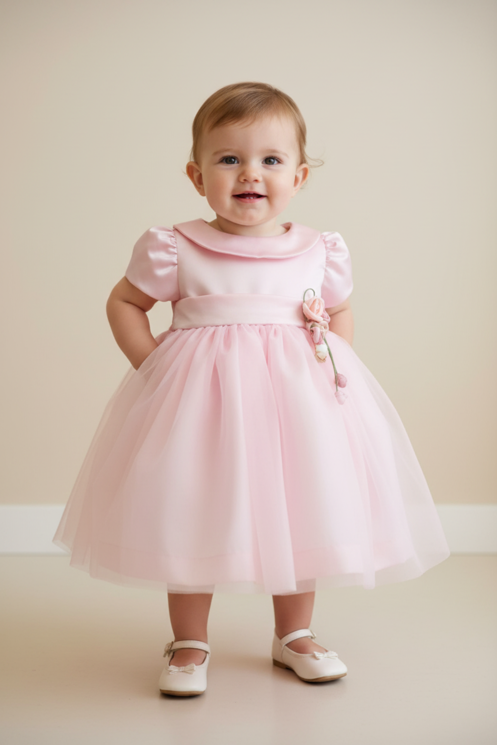 Vestido Infantil Festa Rosa com Tule — foto 1