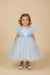 Vestido Infantil Rodado para Festa em Tule Azul com Borboletas — foto 1