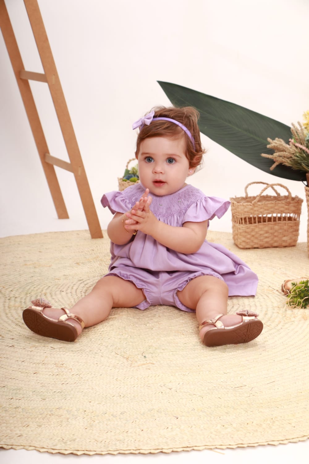 Russinho Casinha de Abelha com Shorts Lilás Manga Abinha — foto 2