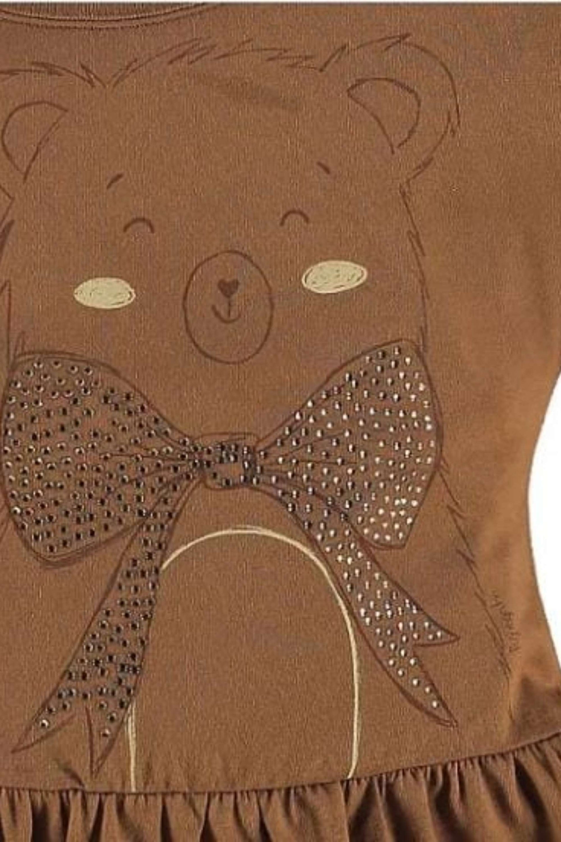 Conjunto Infantil Calça Legging Xadrez e Blusa Urso Marrom para Meninas — foto 3