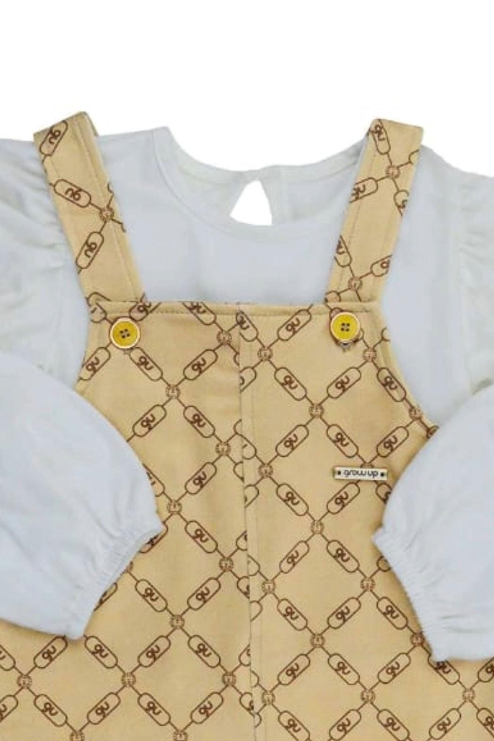 Jardineira Infantil para Menina com Blusa em Malha Off White — foto 5
