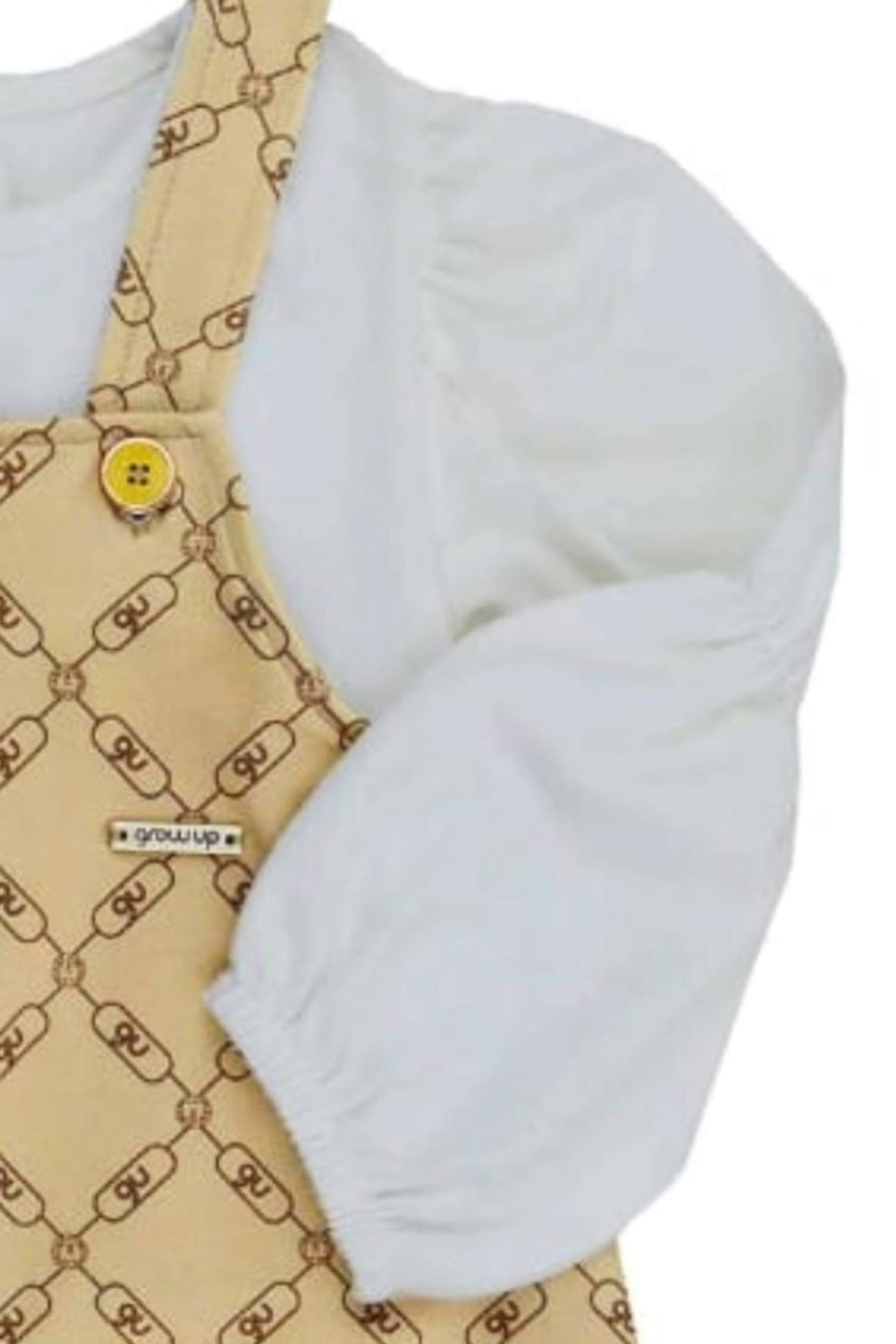 Jardineira Infantil para Menina com Blusa em Malha Off White — foto 4