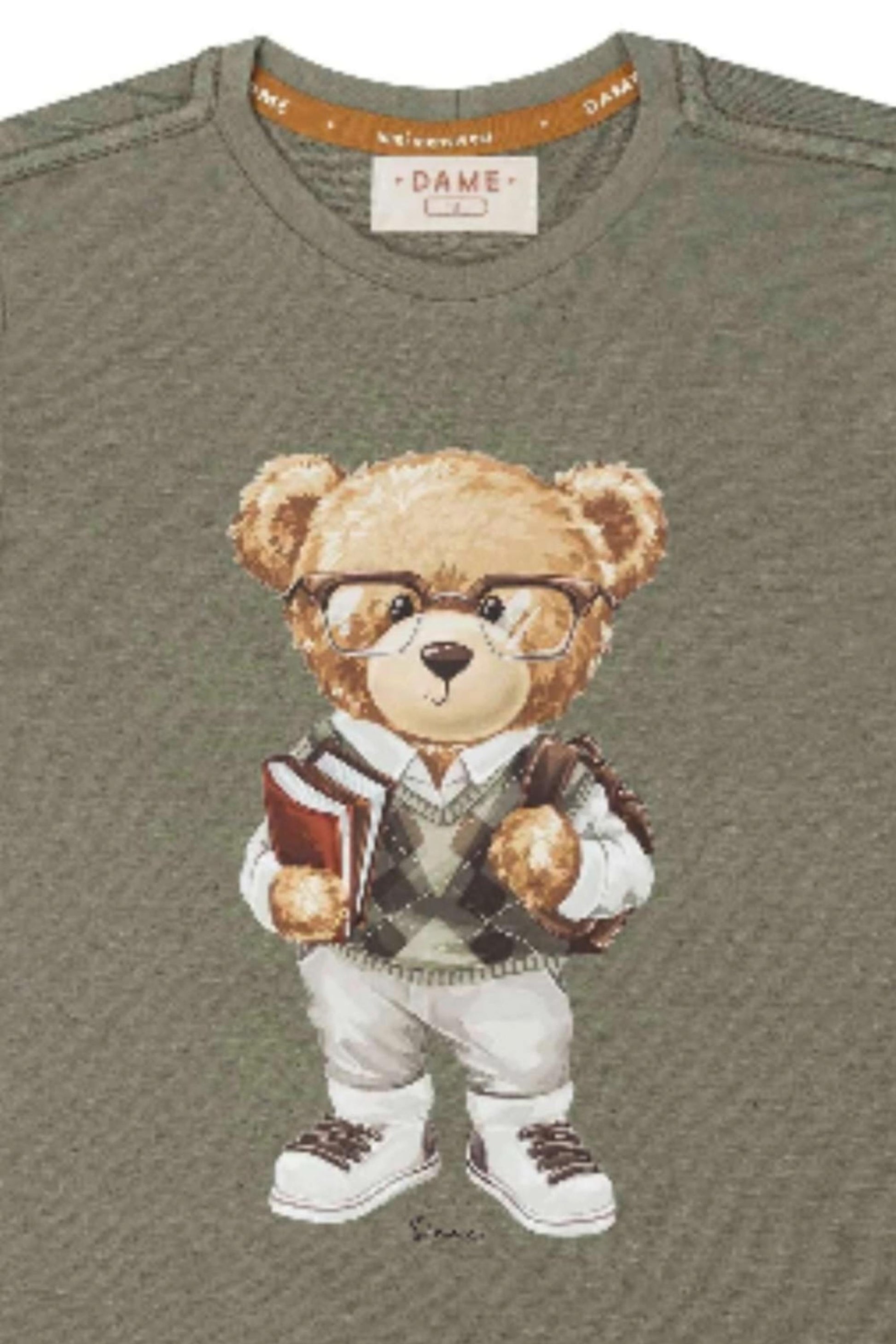 Camiseta Infantil Menino Estampa Urso Nerd Verde Oregano — foto 2