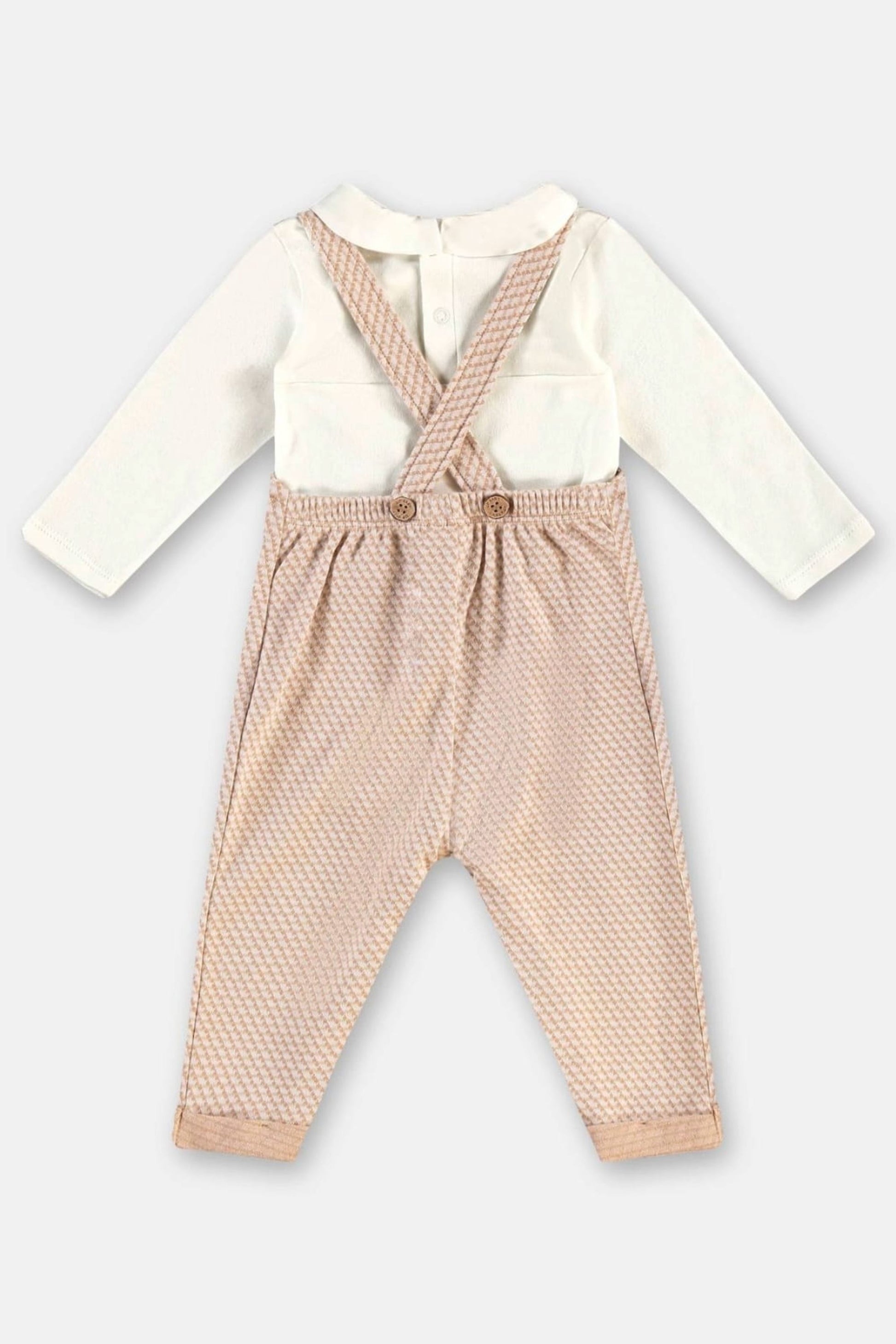 Conjunto Jardineira e Body para Bebê em Malha Jacquard Xadrez — foto 4