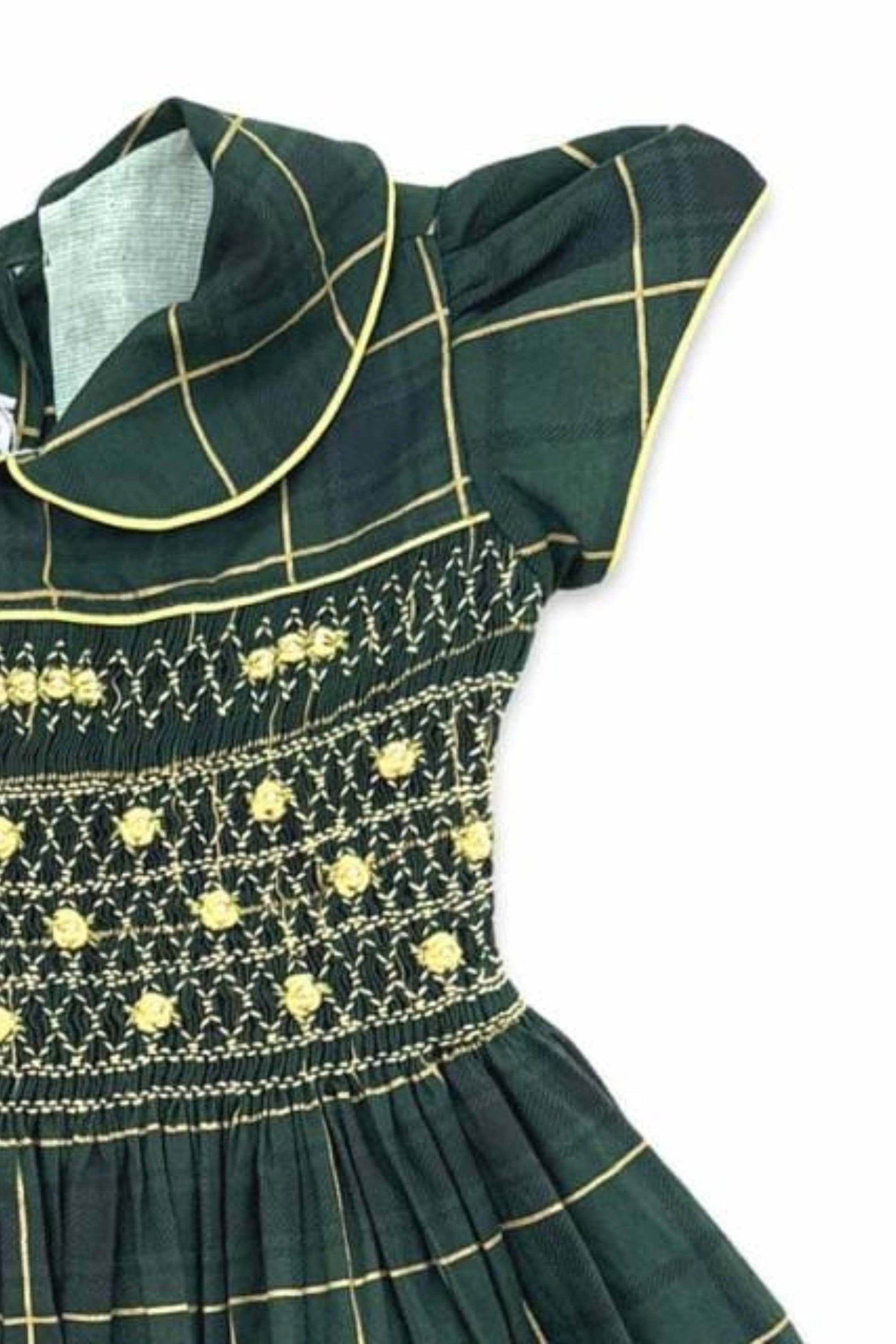 Vestido Infantil Casinha de Abelha Xadrez Verde — foto 3