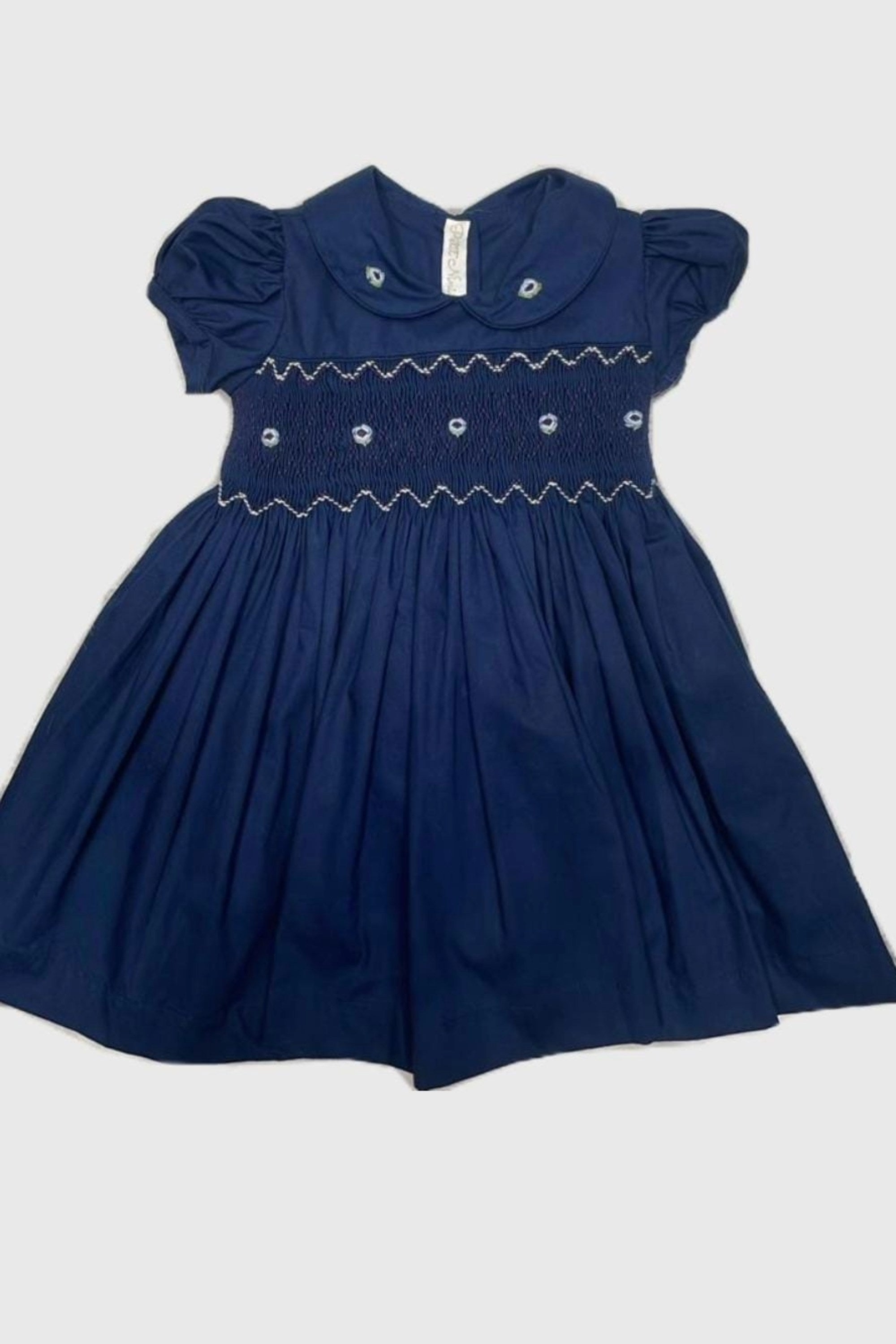 Vestido Casinha de Abelha Bordado Azul Marinho — foto 2