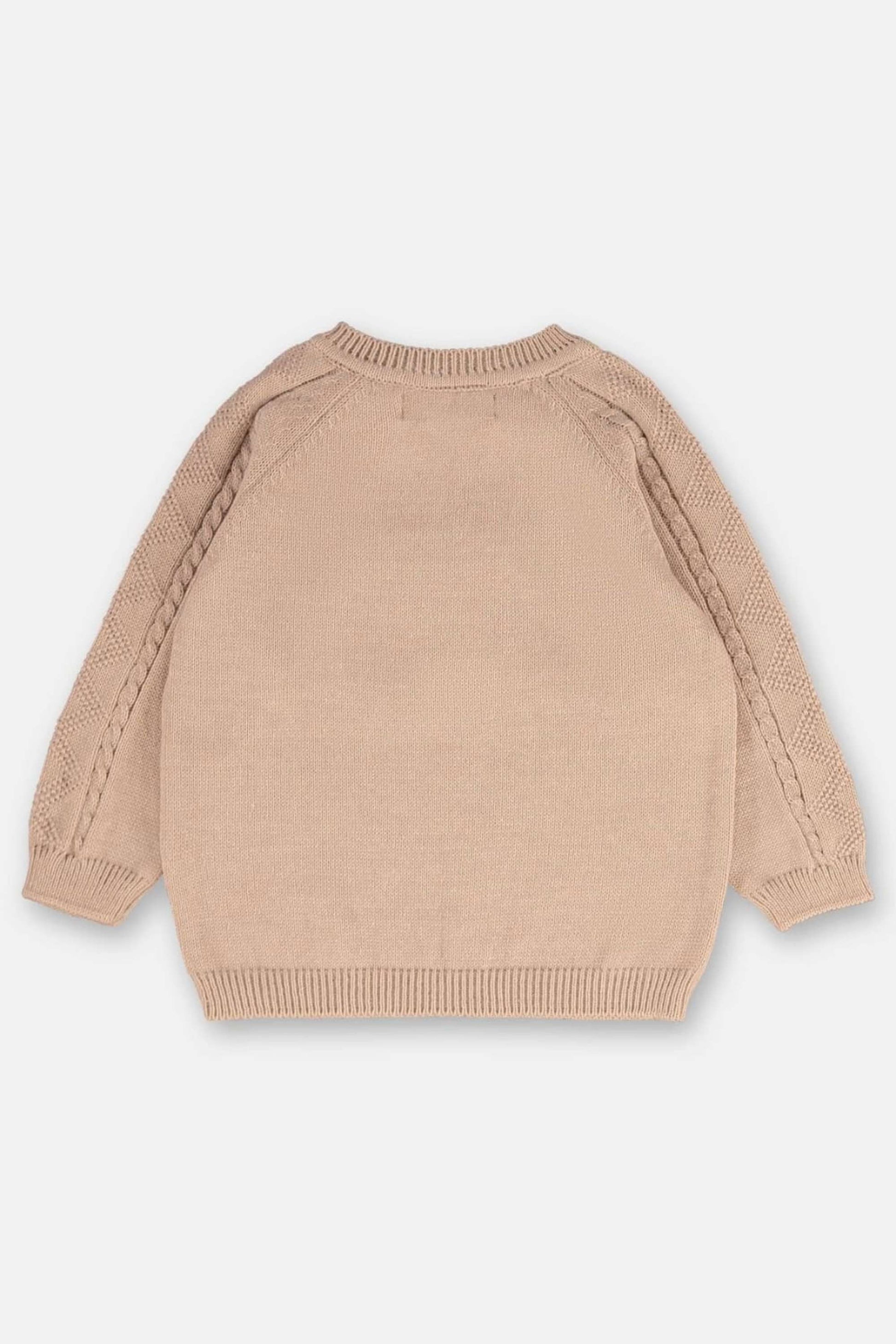 Conjunto Unissex Tricot – Blusa e Calça Cor Aveia com Estampa Fofa de Ursinho