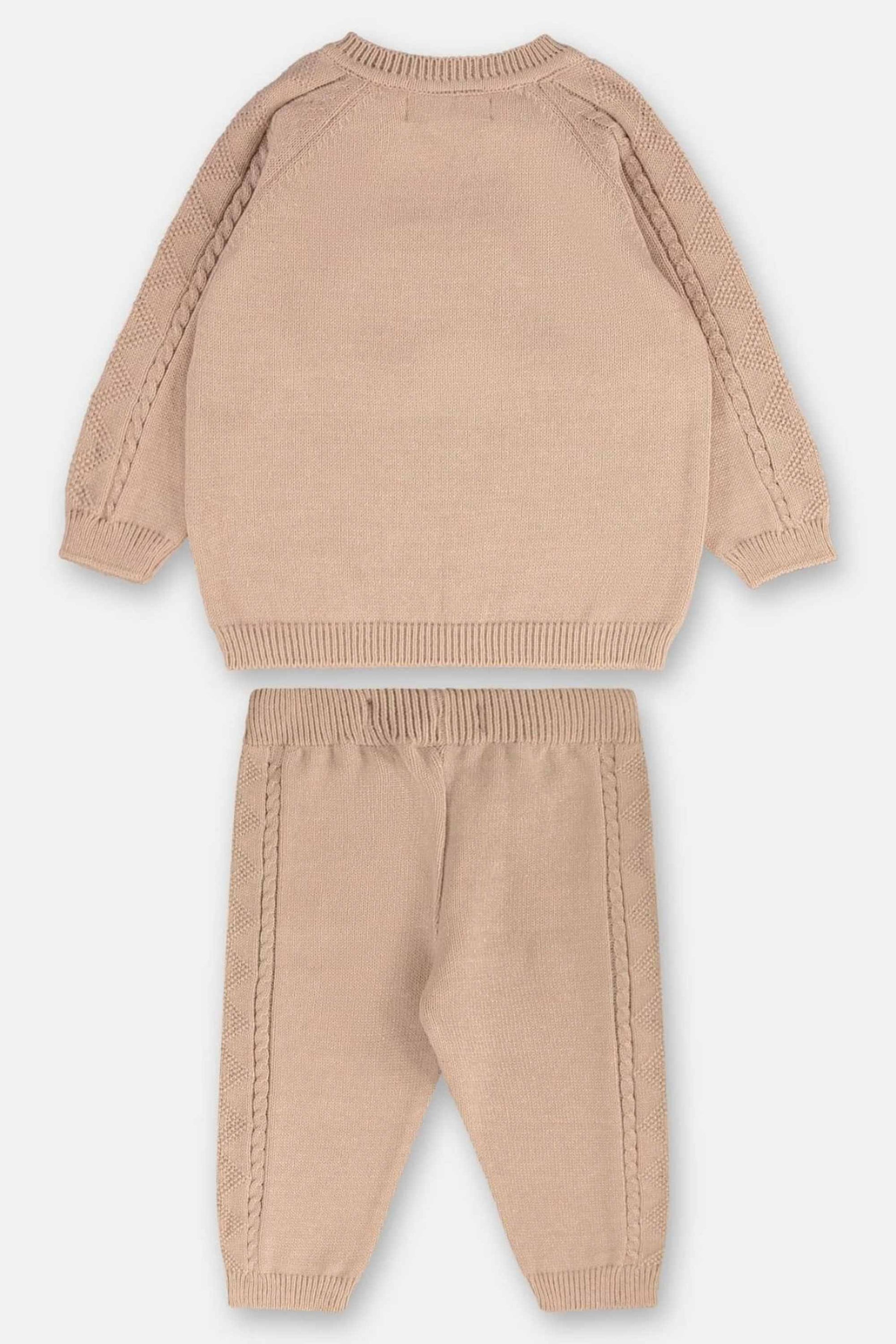 Conjunto Unissex Tricot Blusa e Calça Cor Aveia com Estampa de Ursinho — foto 3