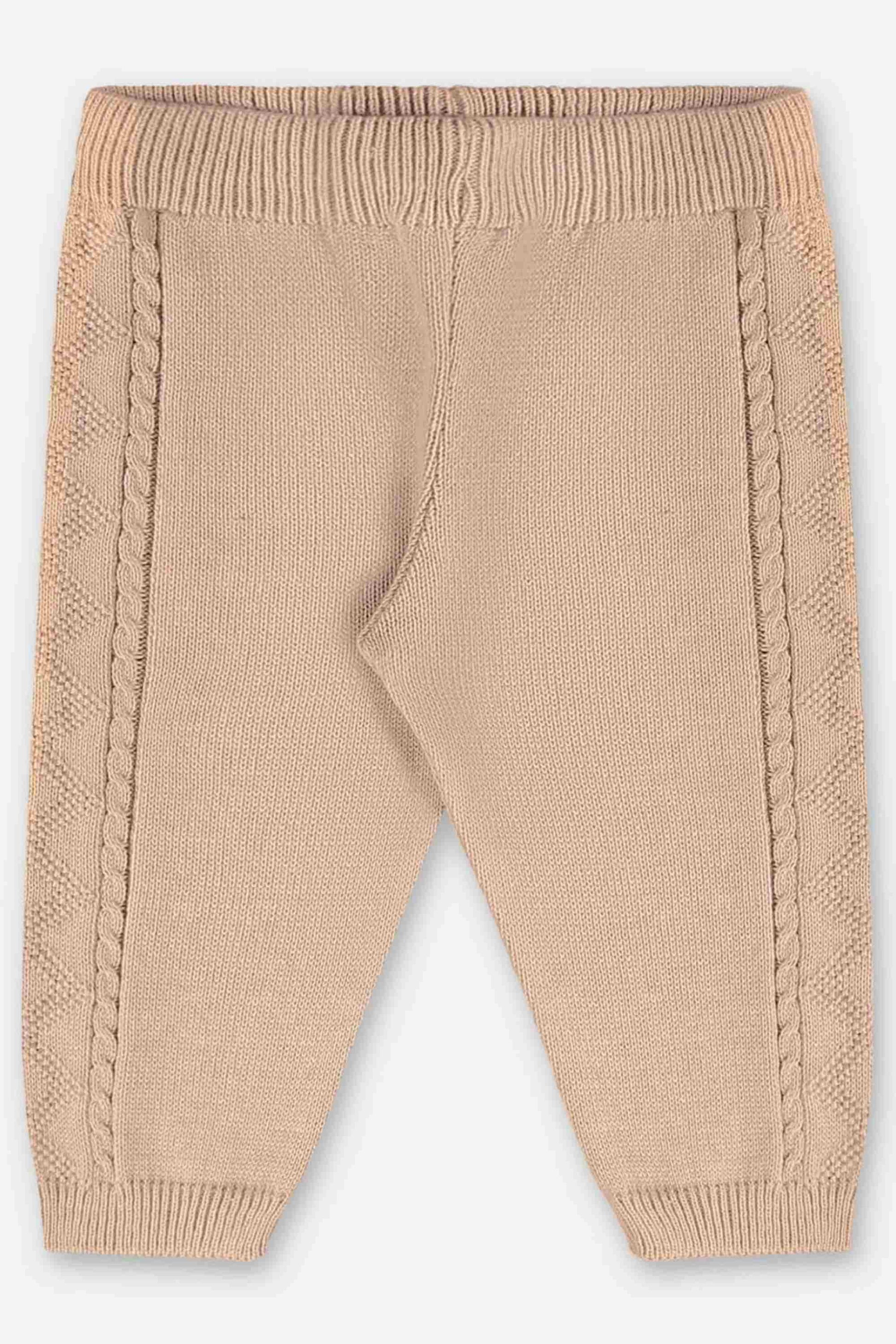 Conjunto Unissex Tricot – Blusa e Calça Cor Aveia com Estampa Fofa de Ursinho