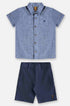 Conjunto Infantil Menino Alfaiataria Camisa e Bermuda Azul Marinho — foto 3